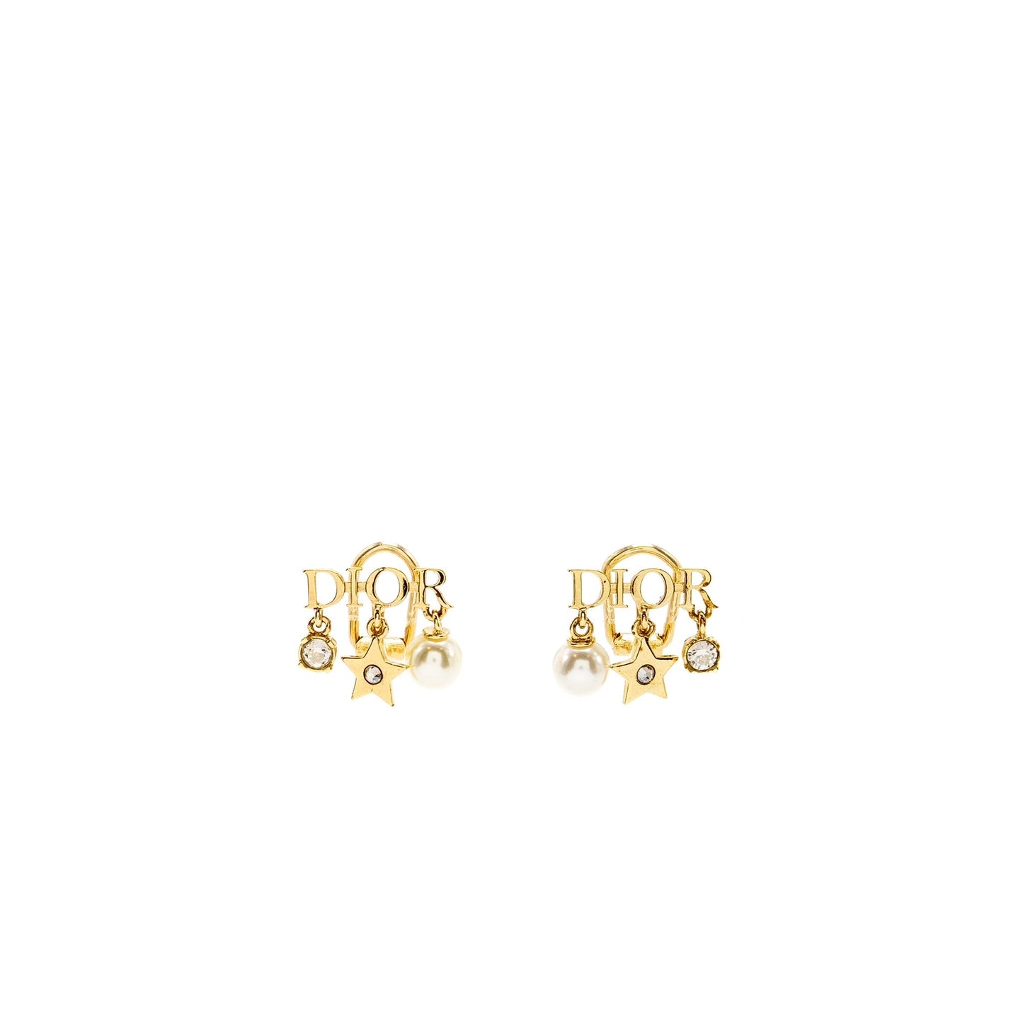 Dior Ear Clips Pearl Tone Handbag Gold Logo Travel Bag