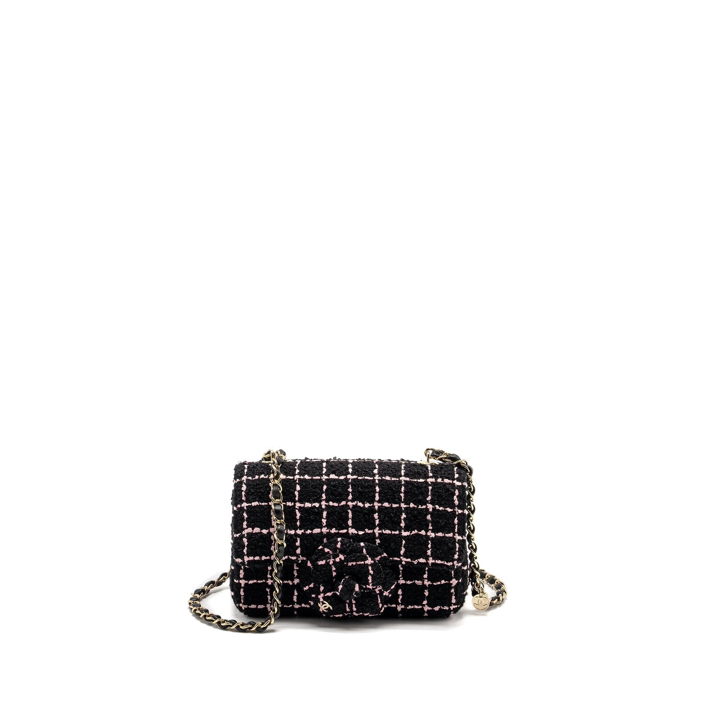 Chanel 23K Flower Bomb Rectangular Flap Tweed Multicolour Black Pink Shoulder Bag
