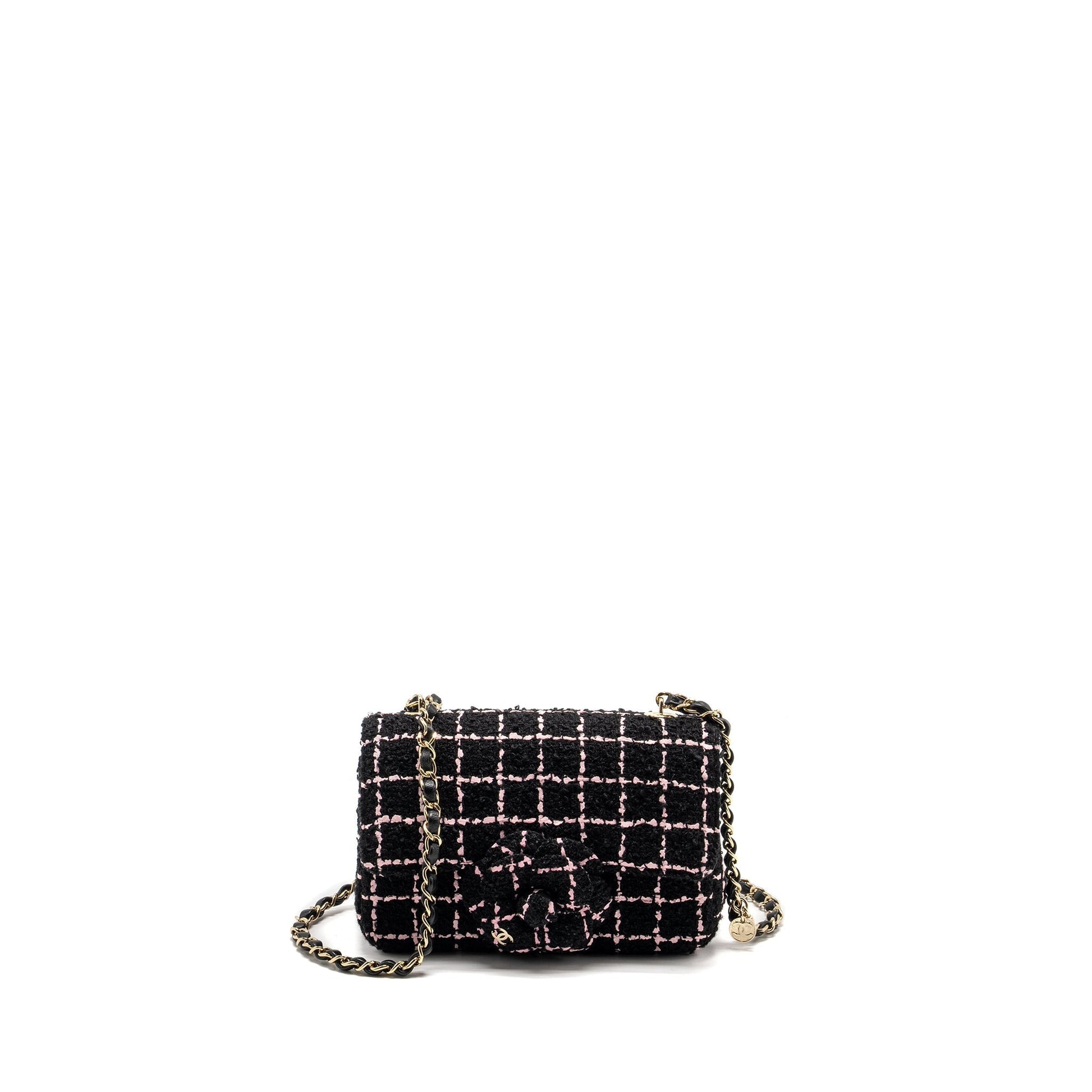Chanel 23K Flower Bomb Rectangular Flap Tweed Multicolour Black Pink Shoulder Bag