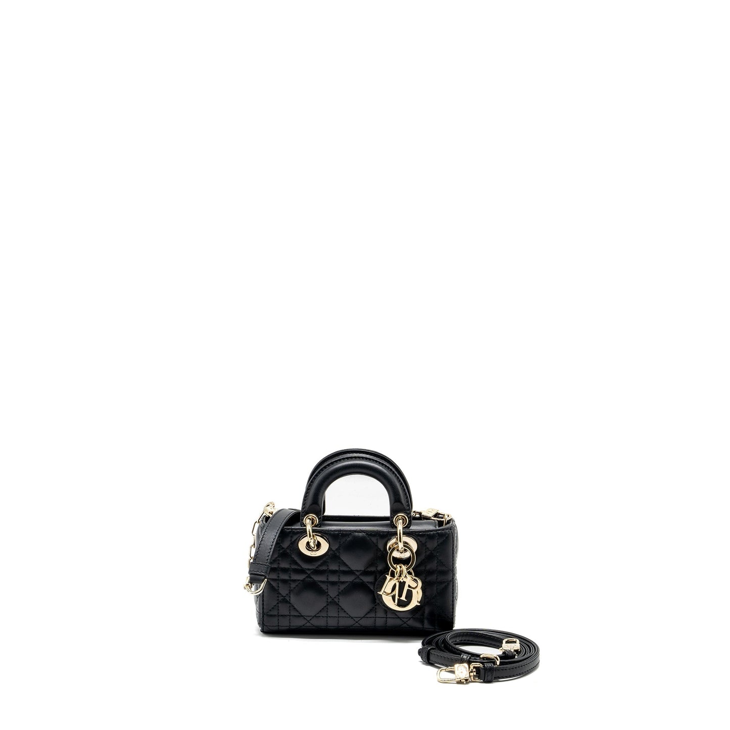Dior Lady D Joy Micro Purse Lambskin Handbag Black Travel Bag