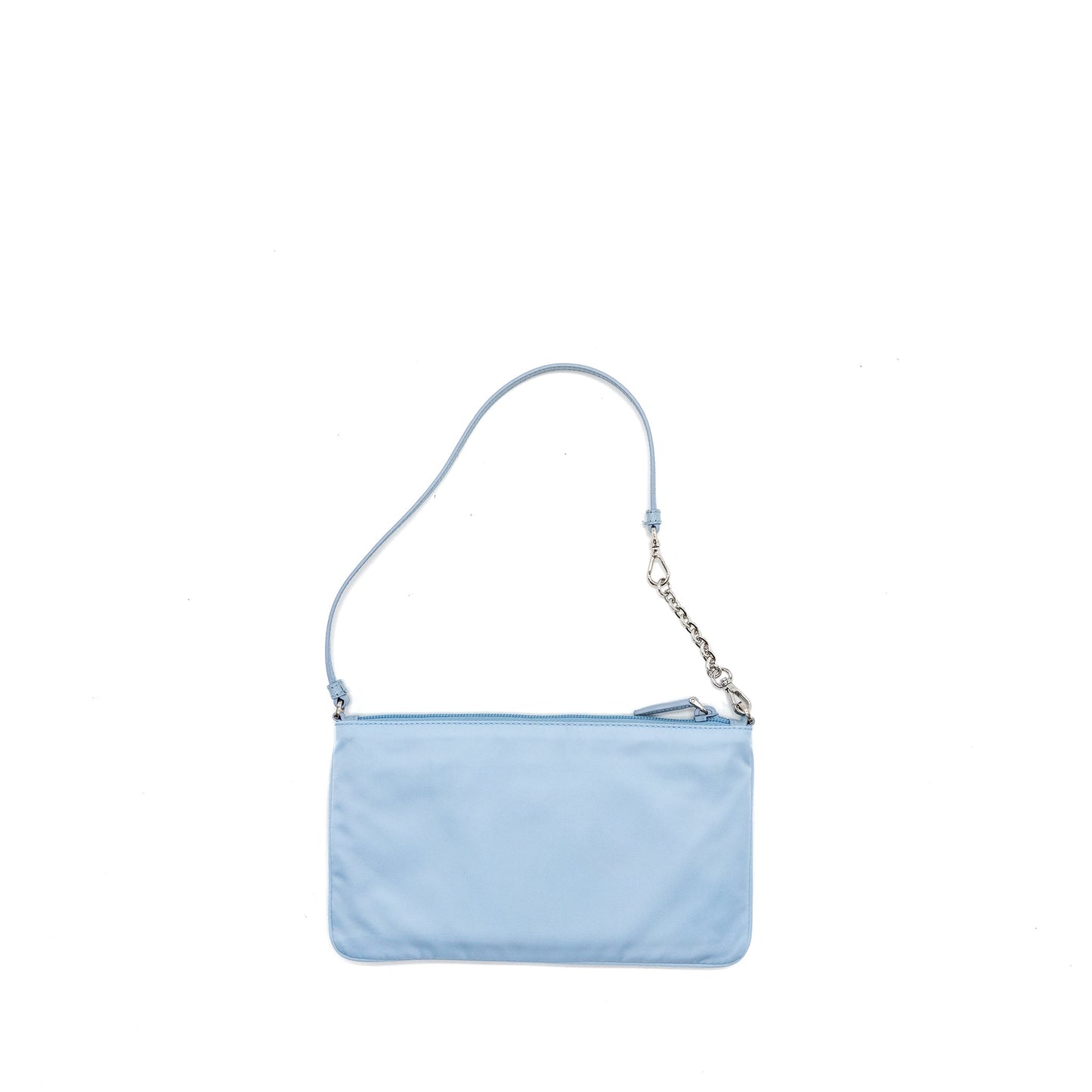 Prada Re Zip Purse Light Handbag Nylon Blue Travel Bag