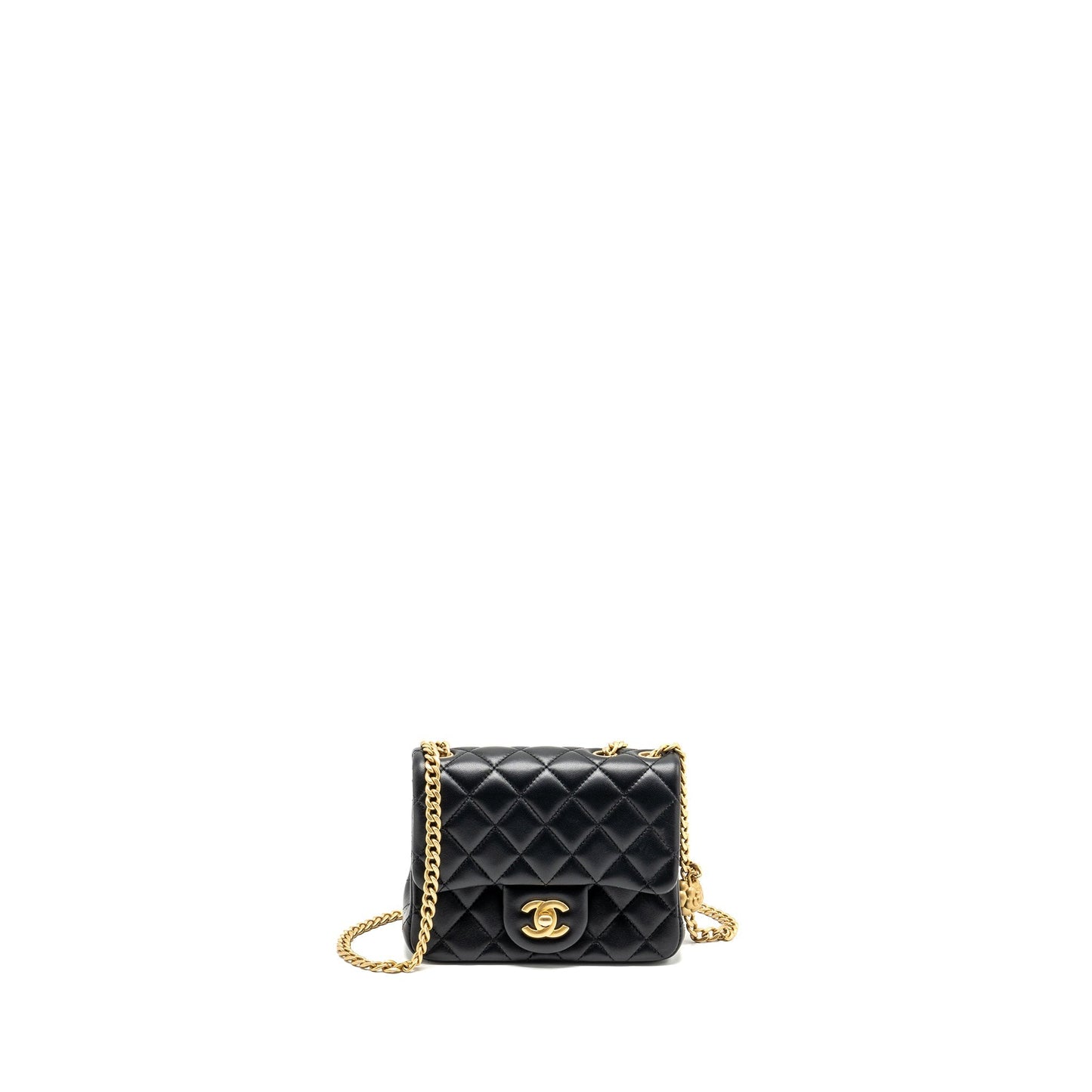 Chanel Camellia Adjustable Square Flap Lambskin GHW Black Shoulder Bag