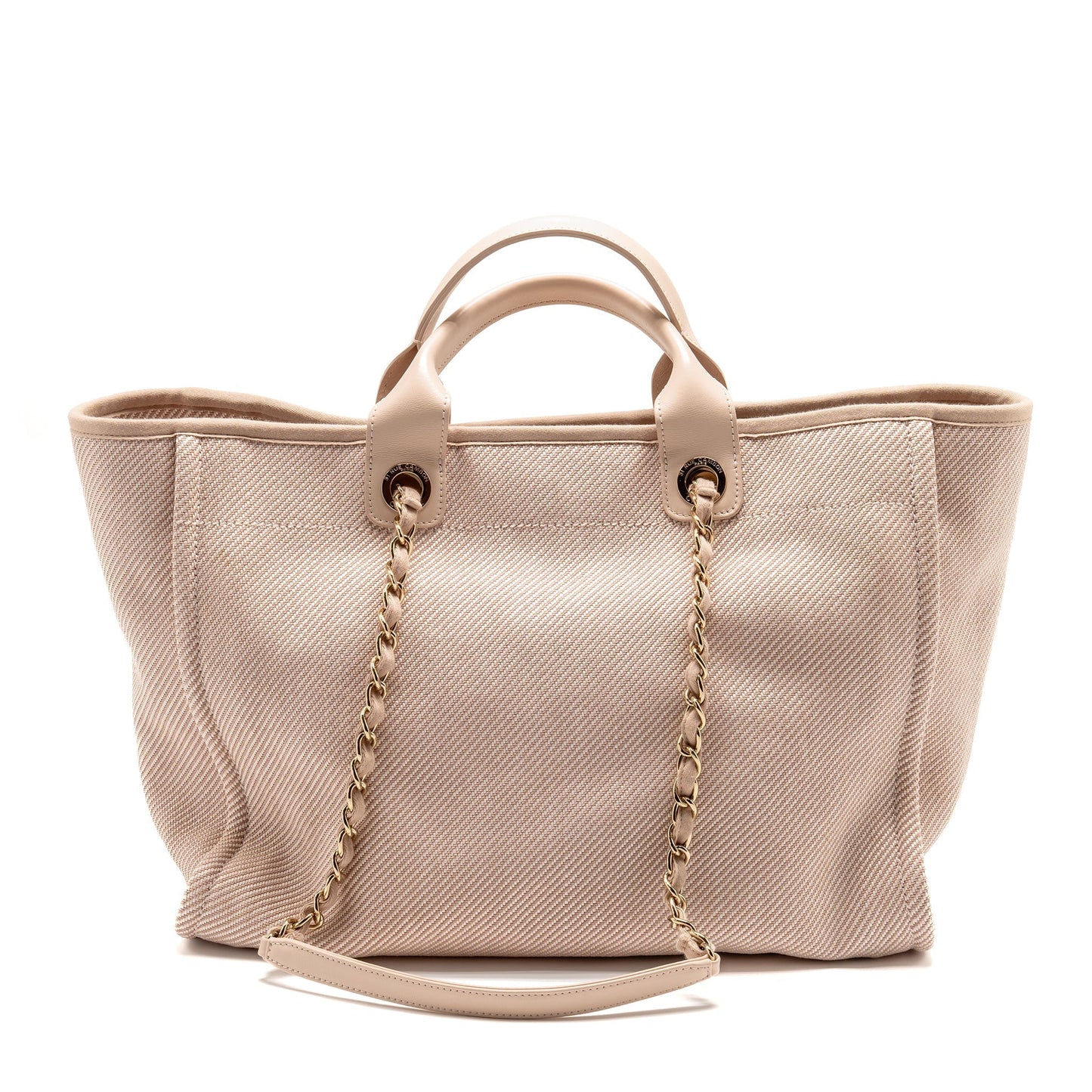 Chanel Deauville Shopping Calfskin Light LGHW White Pink Canvas Tote Bag