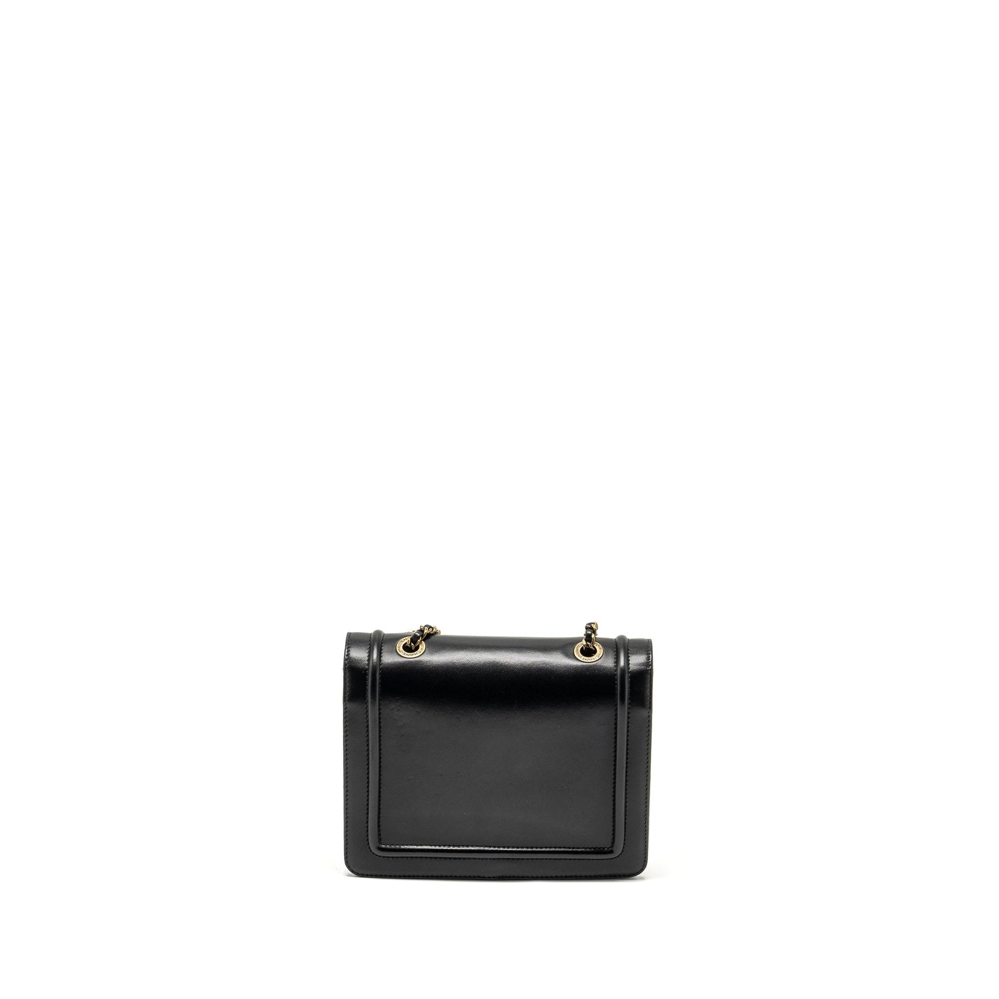 Chanel CC logo square flap lambskin SHW Black Shoulder Bag