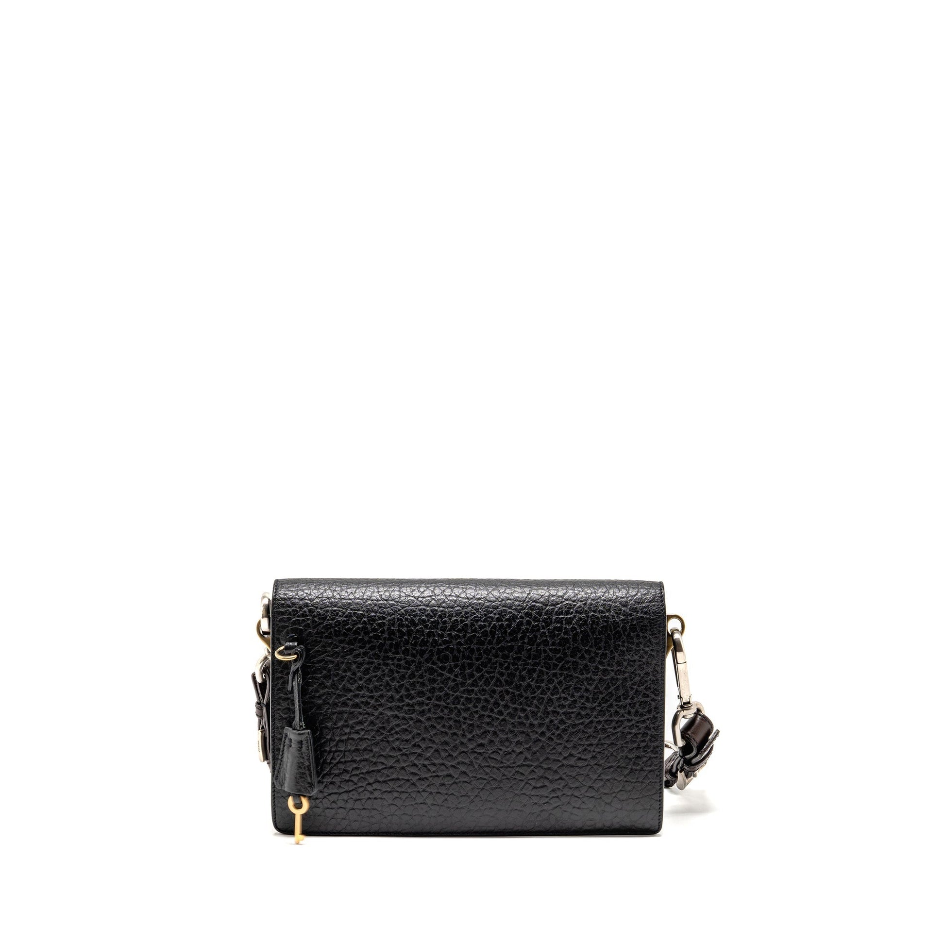 Prada Berlino Sound Purse Tweed Calfskin Multicolour Hardware Black Brown Travel Bag