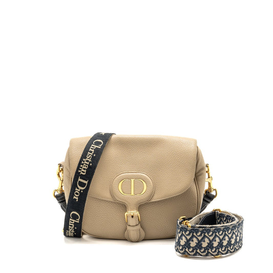Dior Bobby Purse Grained Calfskin Handbag Beige Large Travel Bag