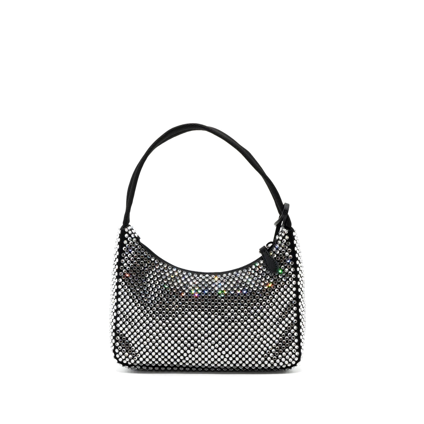 Prada Reedition Purse With Crystal Handbag Satin Black Travel Bag