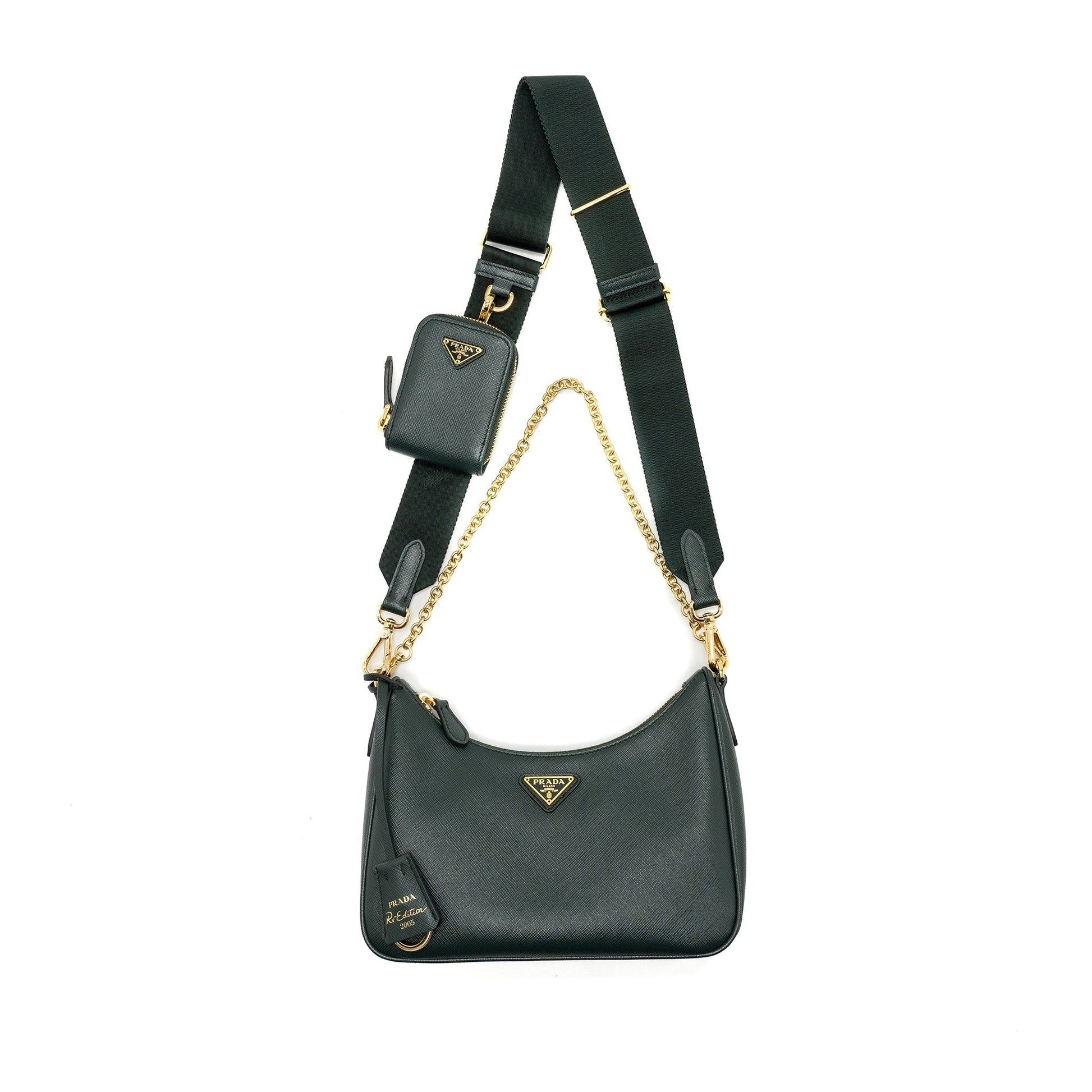 Prada Re Edition Saffiano Dark Handbag Green Travel Bag