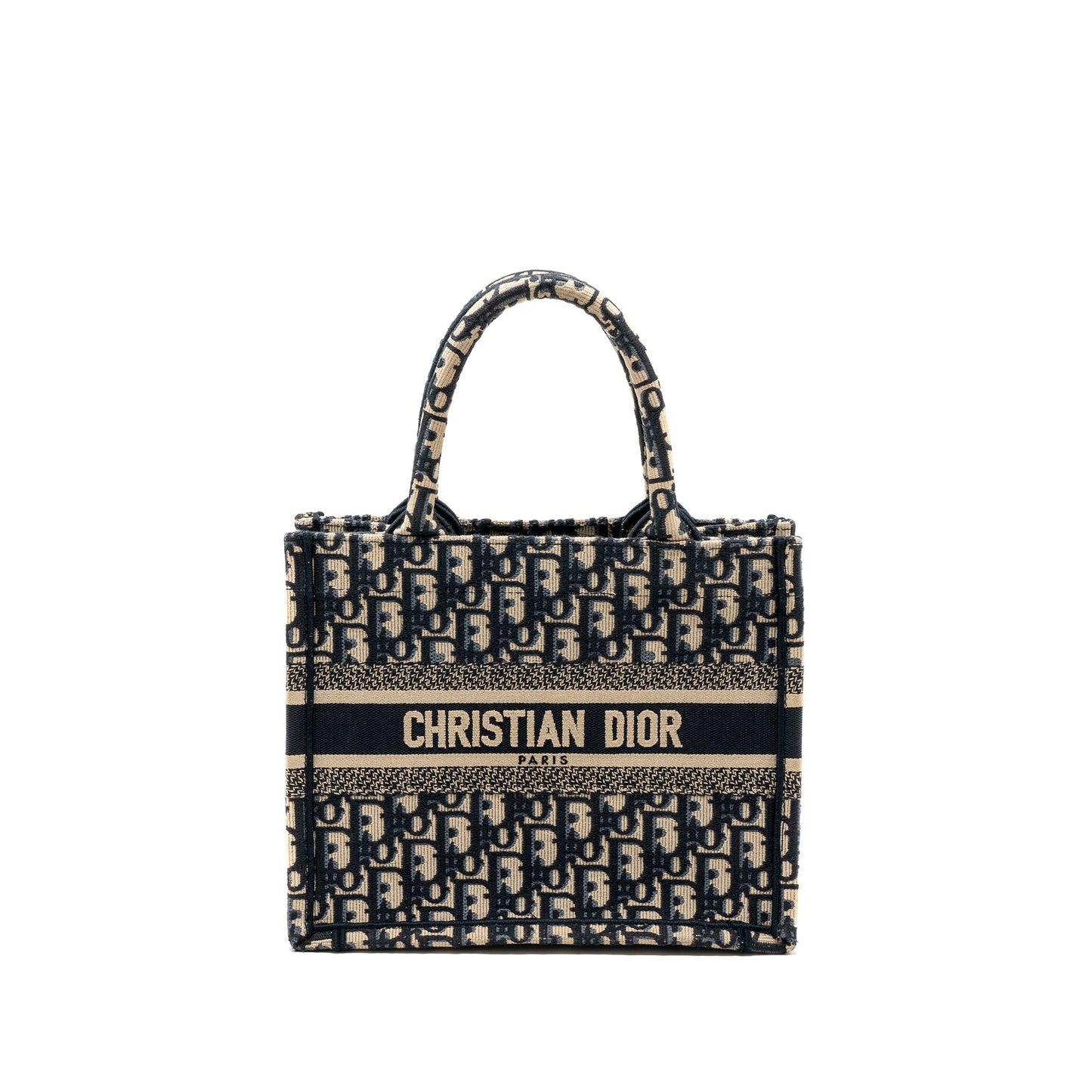 Dior Book Tote Oblique Jacquard Embroidery Handbag Blue Small Tote Bag
