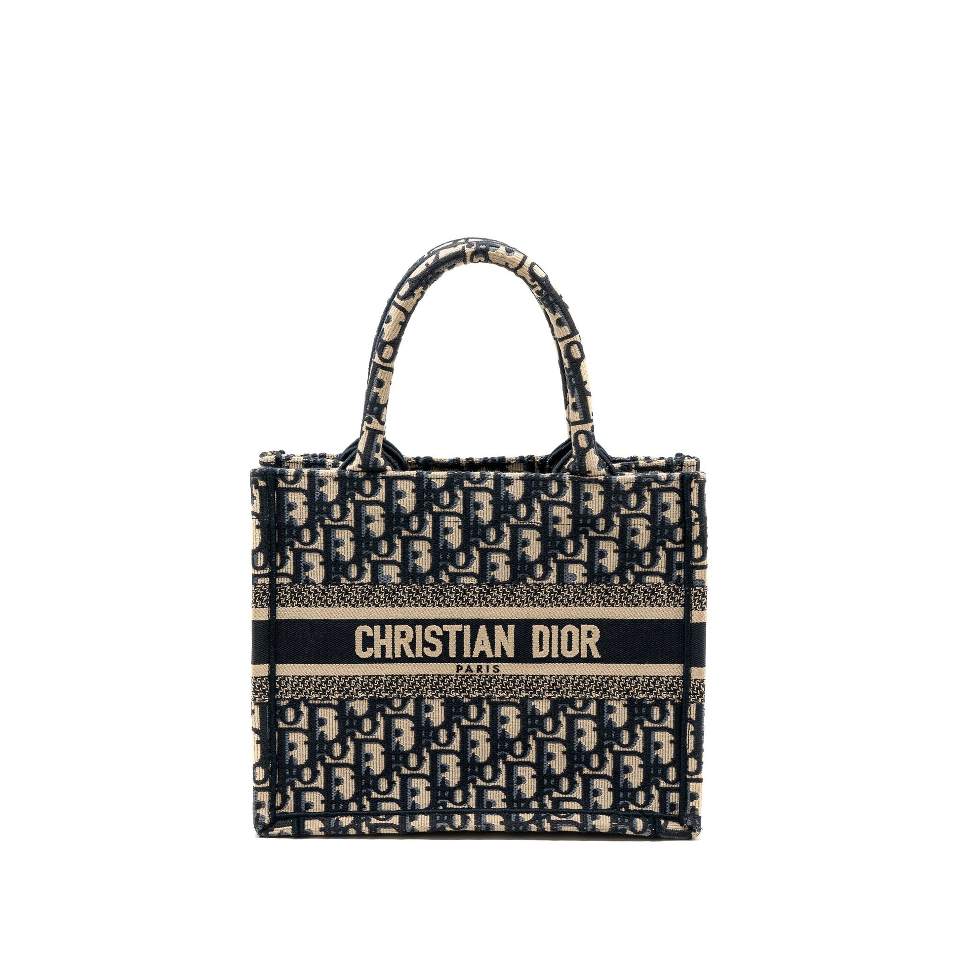 Dior Book Tote Oblique Jacquard Embroidery Handbag Blue Small Tote Bag