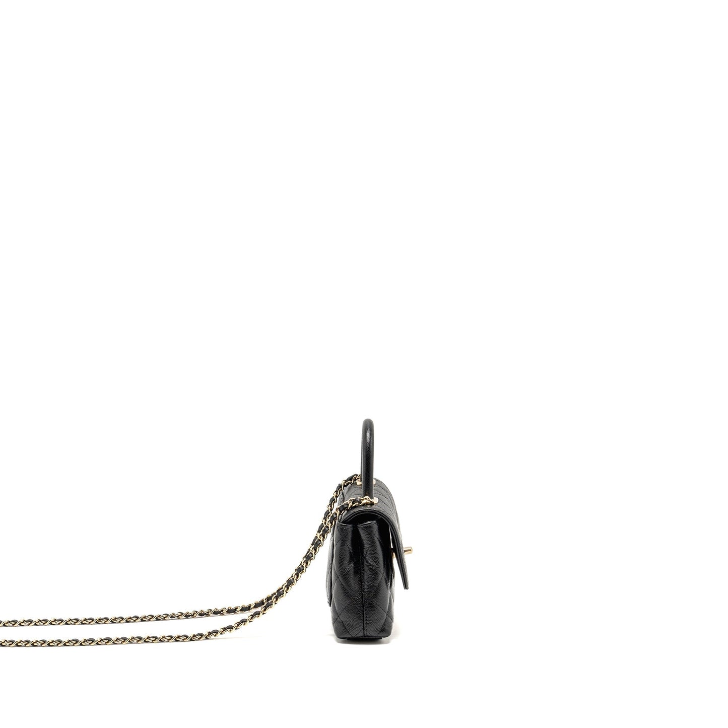 Chanel Coco Handle Caviar LGHW Microchip Black Clutch Bag