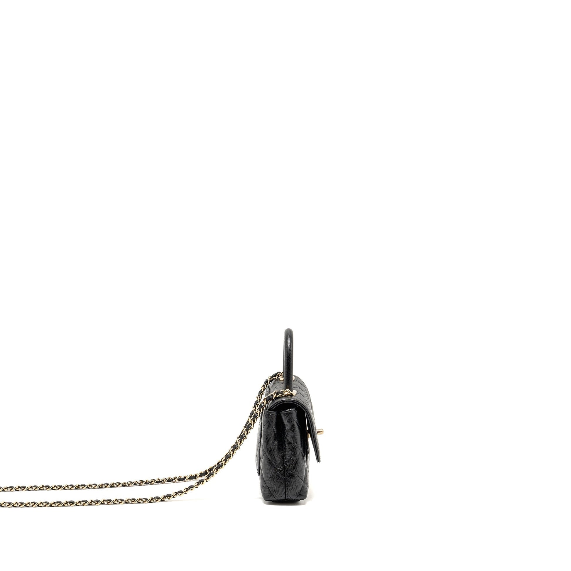 Chanel Coco Handle Caviar LGHW Microchip Black Clutch Bag