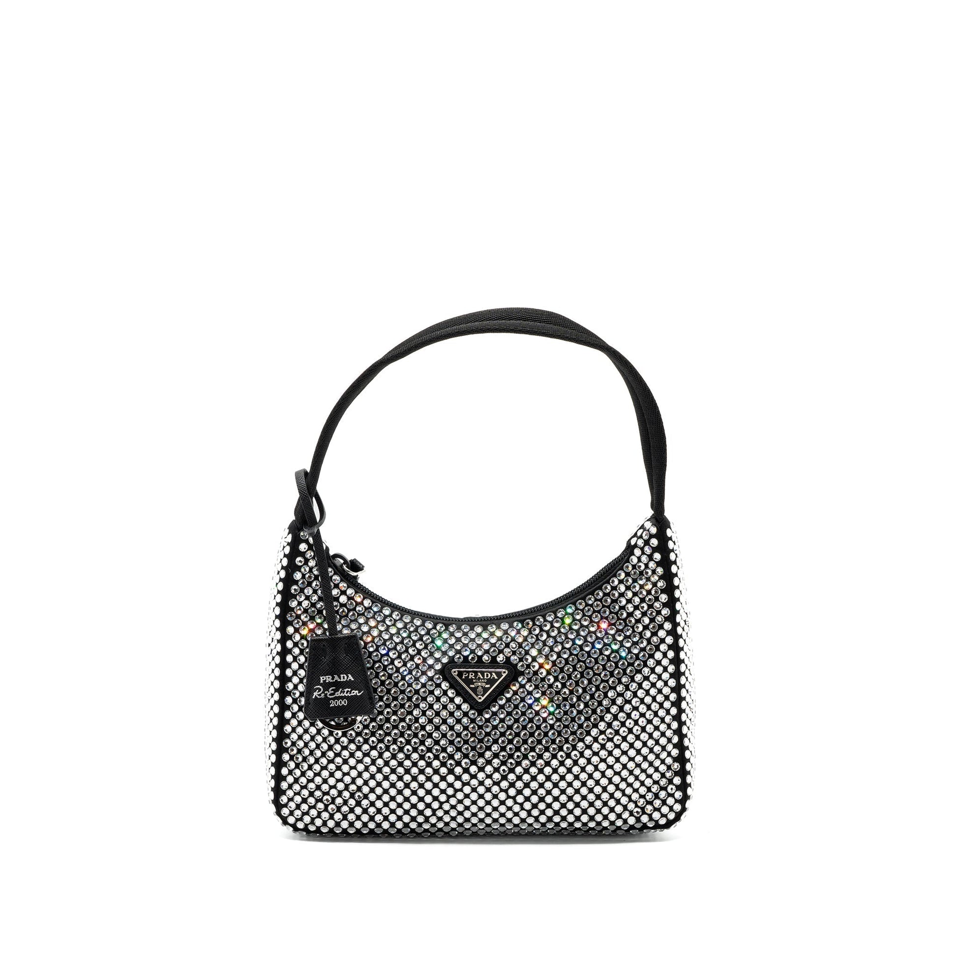 Prada Reedition Purse With Crystal Handbag Satin Black Travel Bag