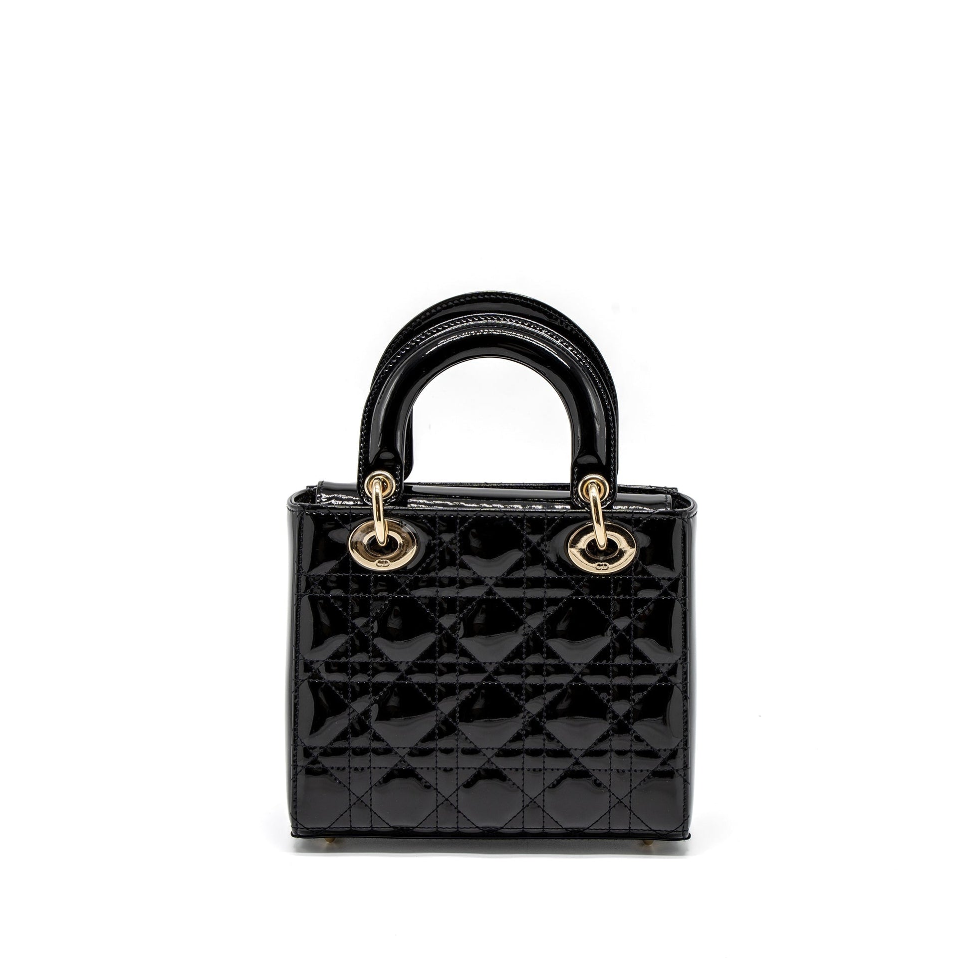 Dior Lady Purse Patent Handbag Black Small Travel Bag