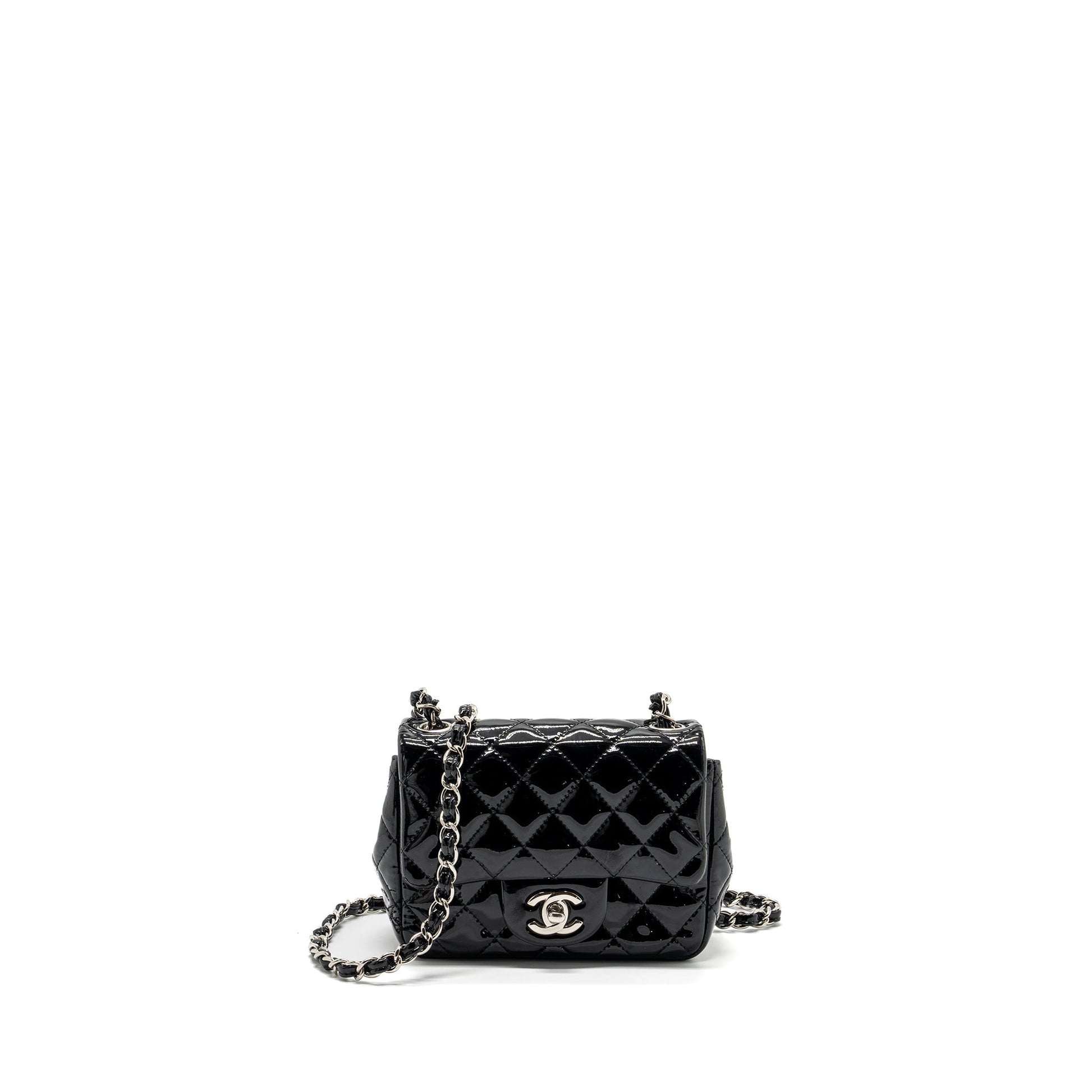 Chanel Classic Square Flap Patent SHW Black Shoulder Bag