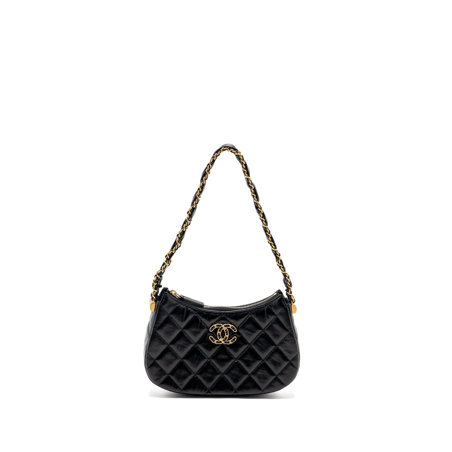 Chanel 23k Hobo Calfskin GHW microchip Black Small Shoulder Bag