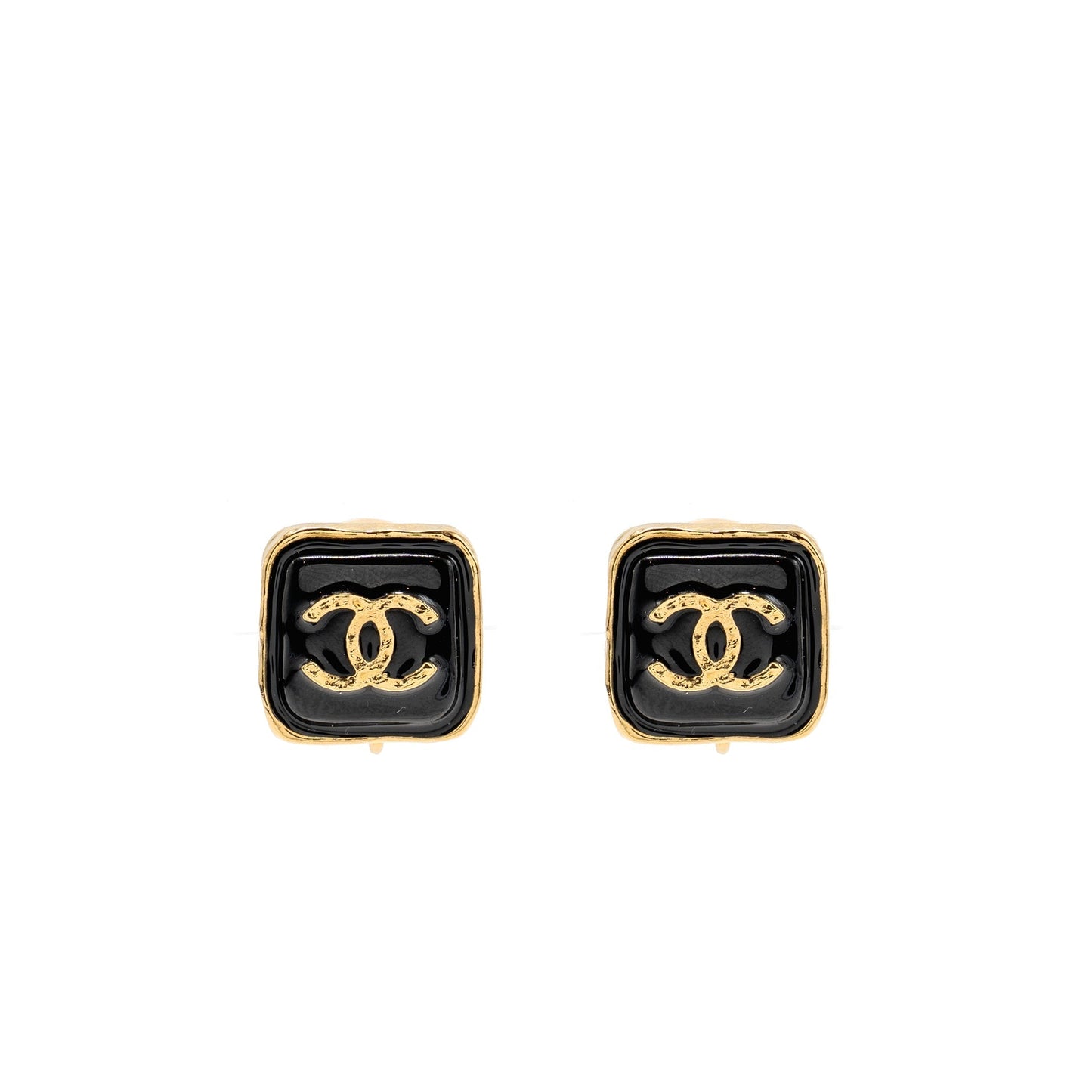 Chanel Square CC Logo Ear Clips Tone Gold Handbag
