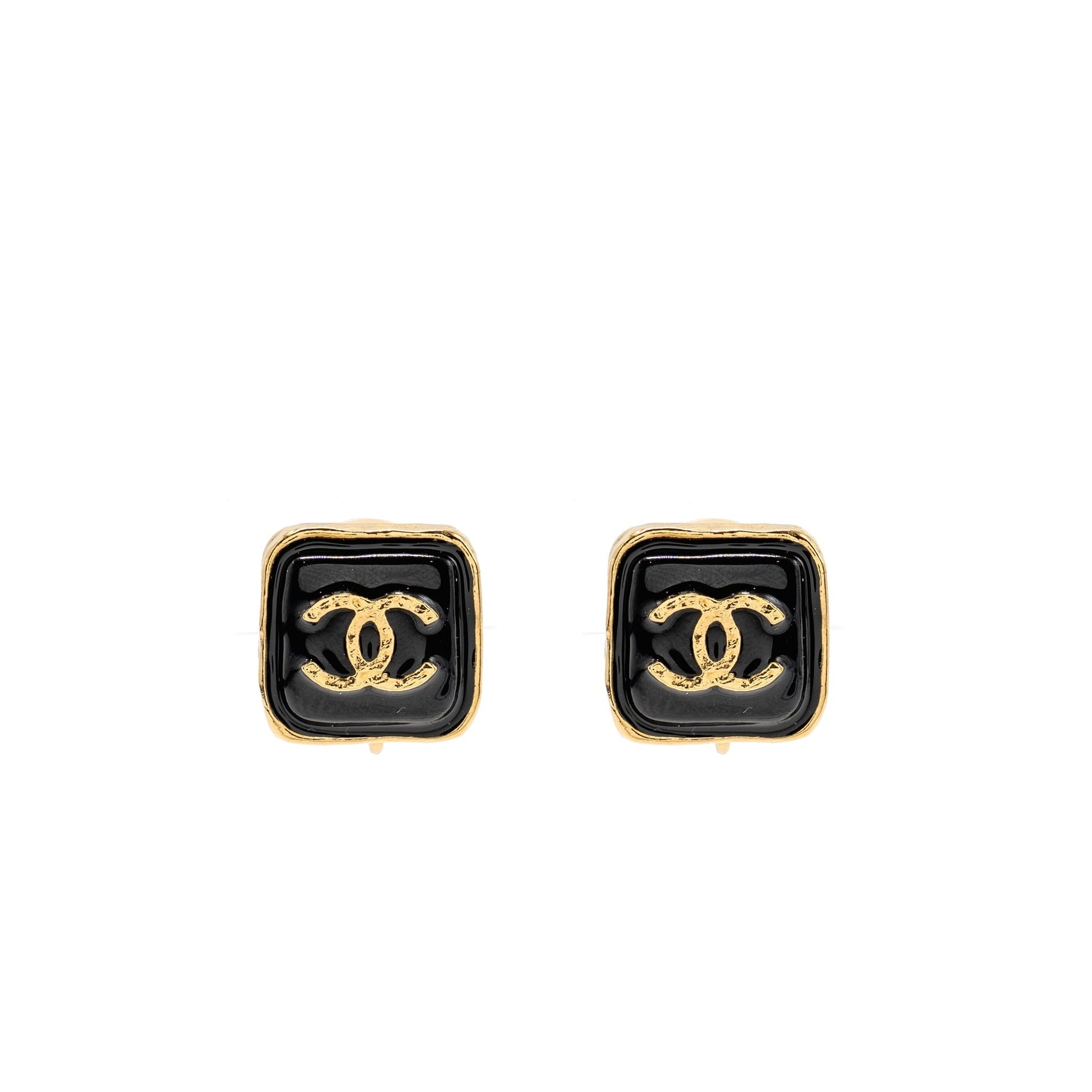 Chanel Square CC Logo Ear Clips Tone Gold Handbag