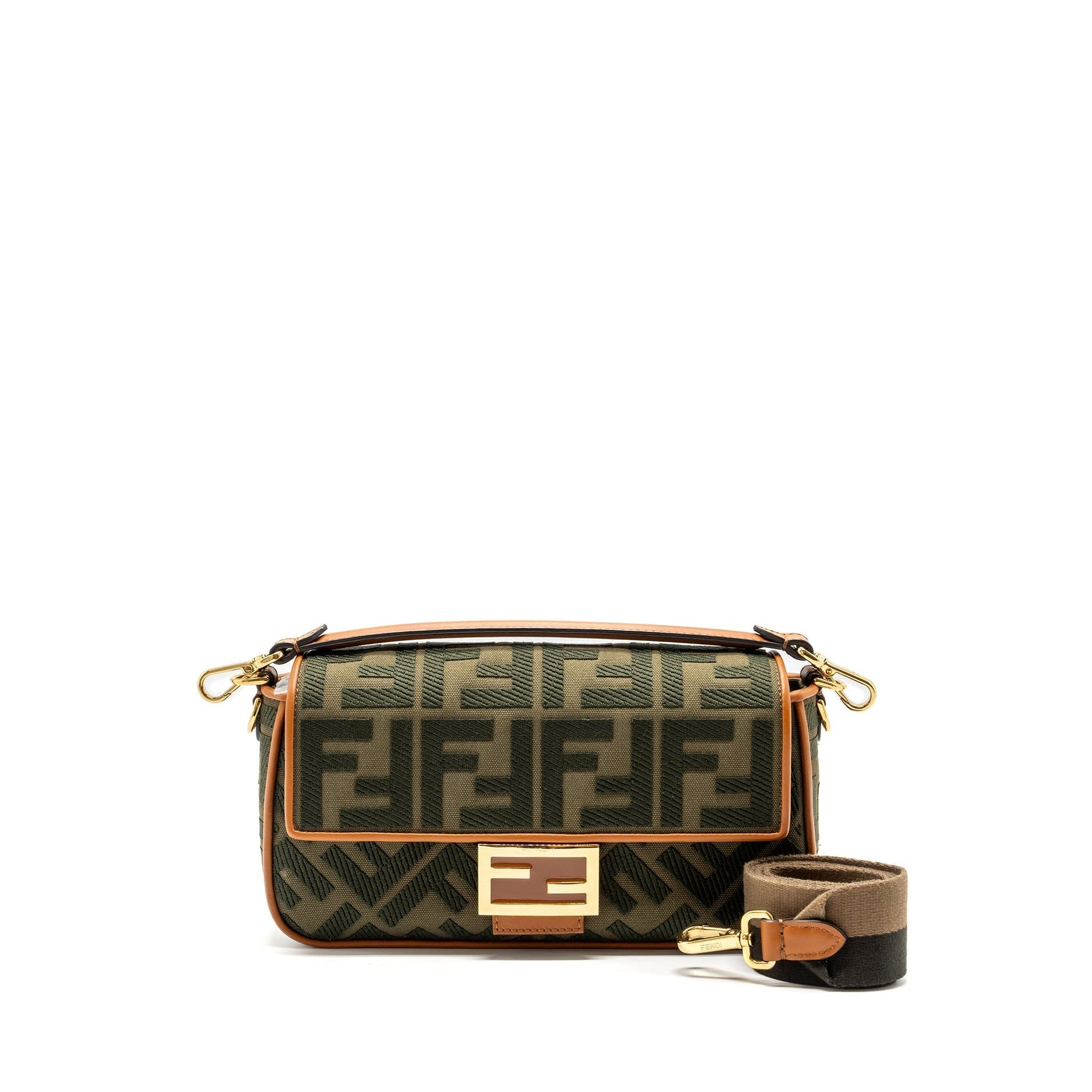 Fendi Baguette Purse Calfskin Canvas Multicolor Medium Shoulder Bag