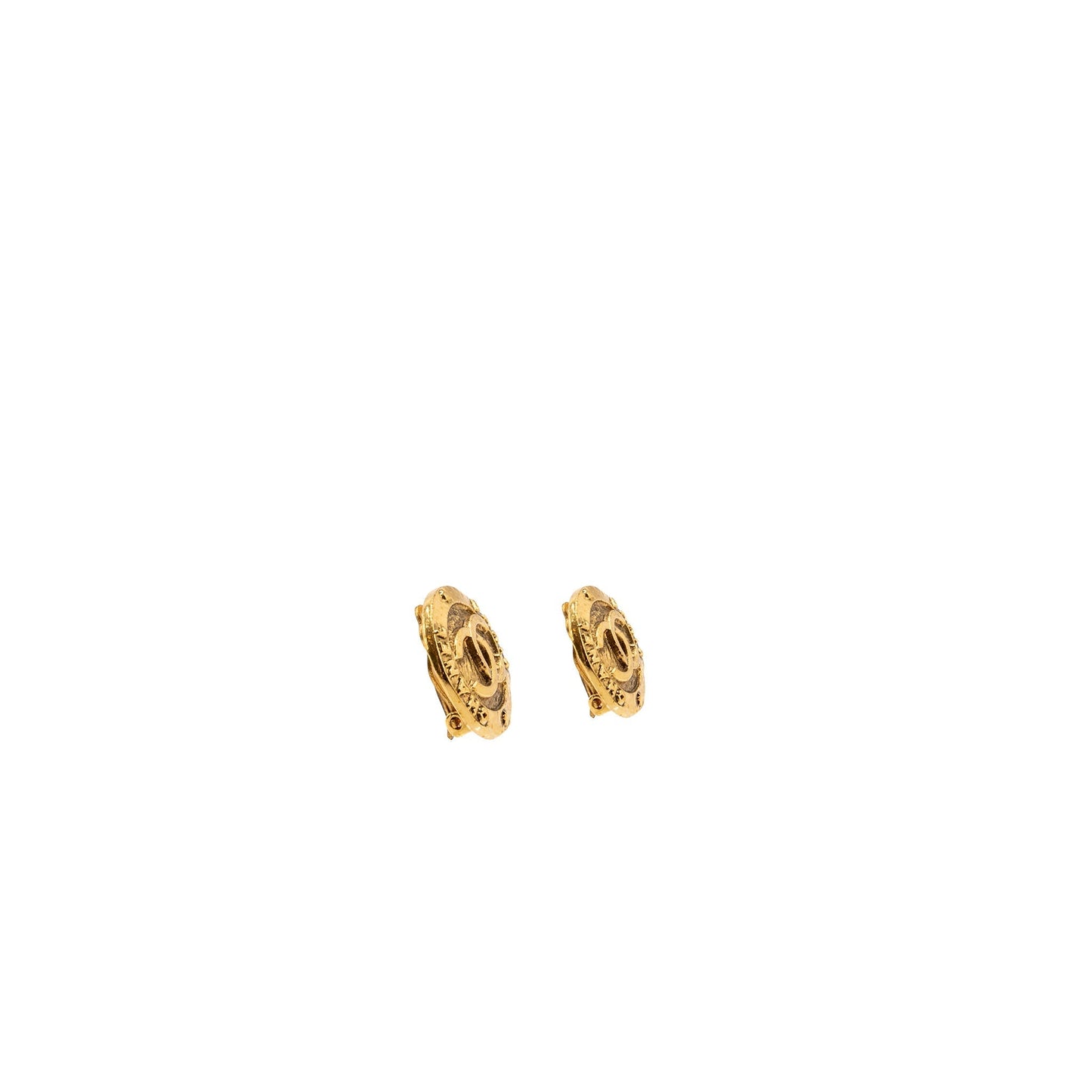Chanel round CC logo earclip tone Gold Handbag