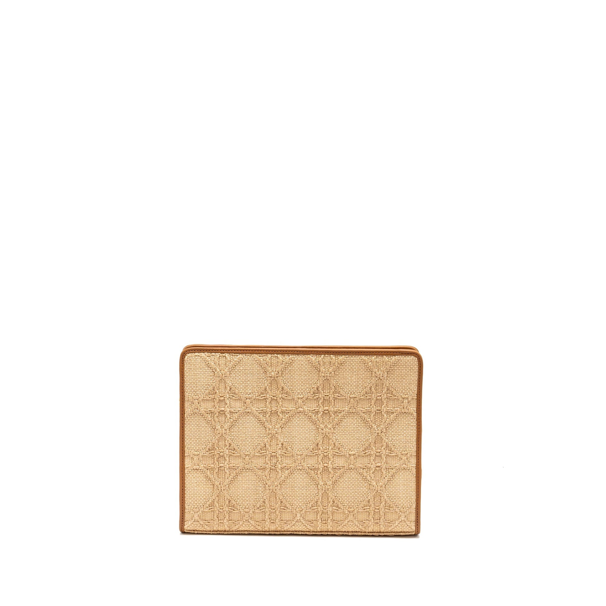Dior Montaigne Dea Pouch Natural Cannage Multicolour Handbag Raffia Beige Travel Bag