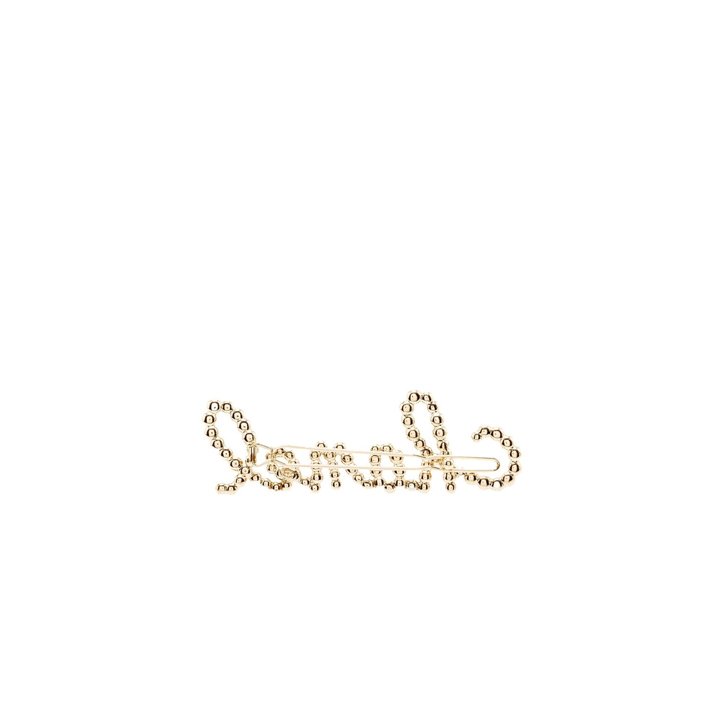 Chanel Letter Hair Clip Crystal Pearl Light Gold Handbag