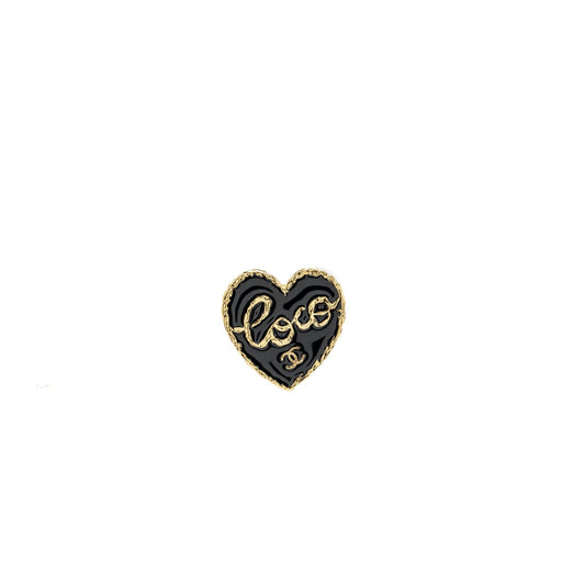 Chanel coco heart brooch tone Black Gold Handbag