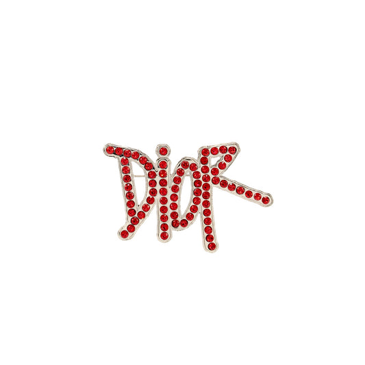 Dior X Shawn Stussy Crystal Brooch Handbag Red Logo Travel Bag