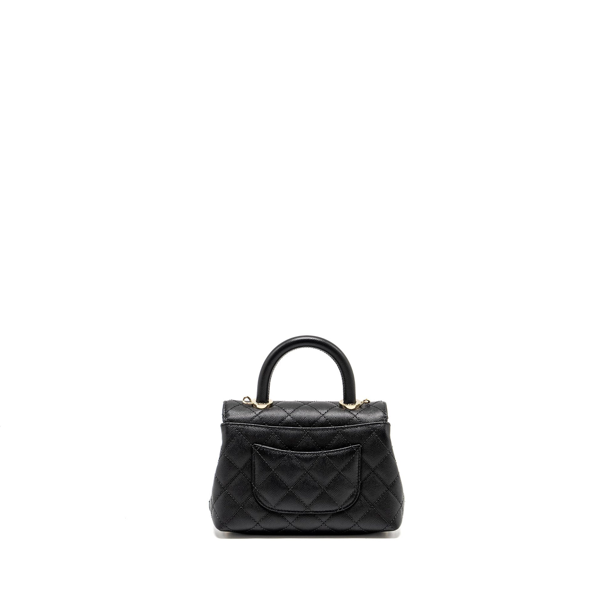Chanel CocoHandle Caviar LGHW Microchip Black Mini Bag