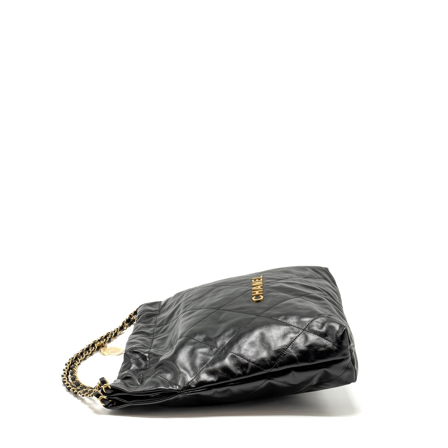 Chanel 22 Shiny Calfskin GHW microchip Black Handbag 7
