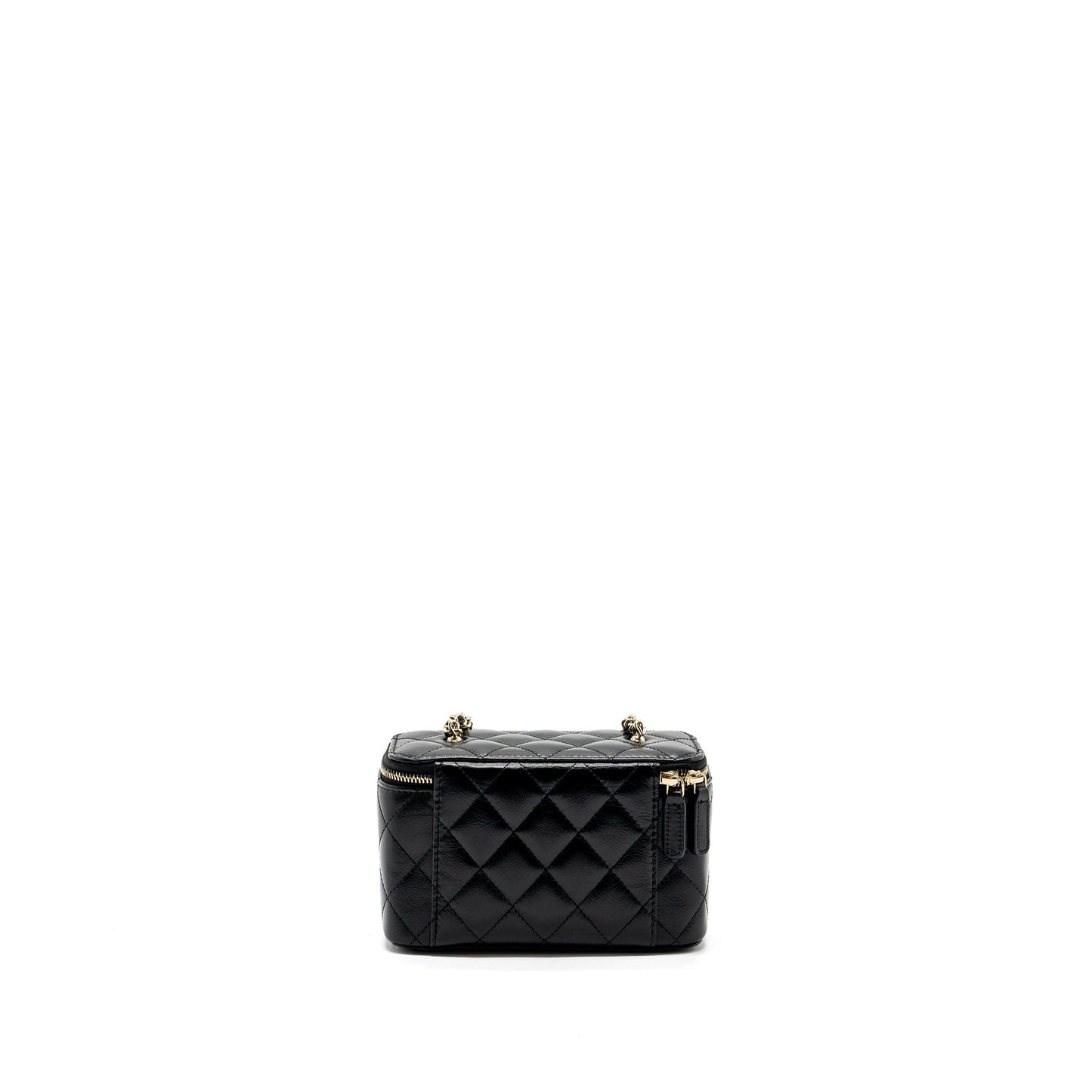 Chanel long vanity charms Calfskin LGHW microchip Black Key Chain
