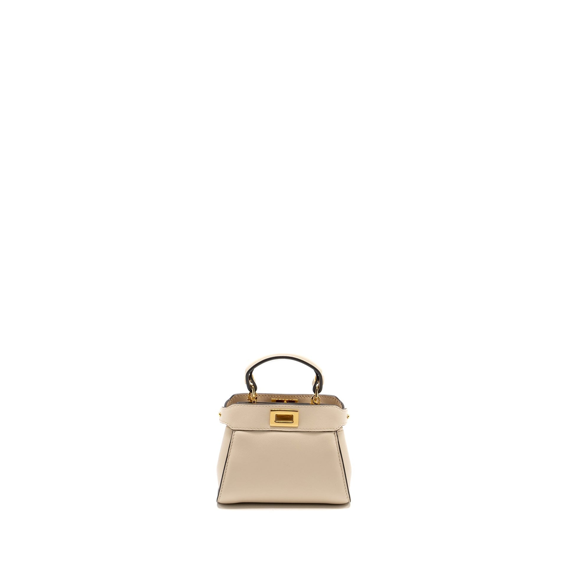 Fendi Nano Peekaboo Handbag Lambskin White Travel Bag