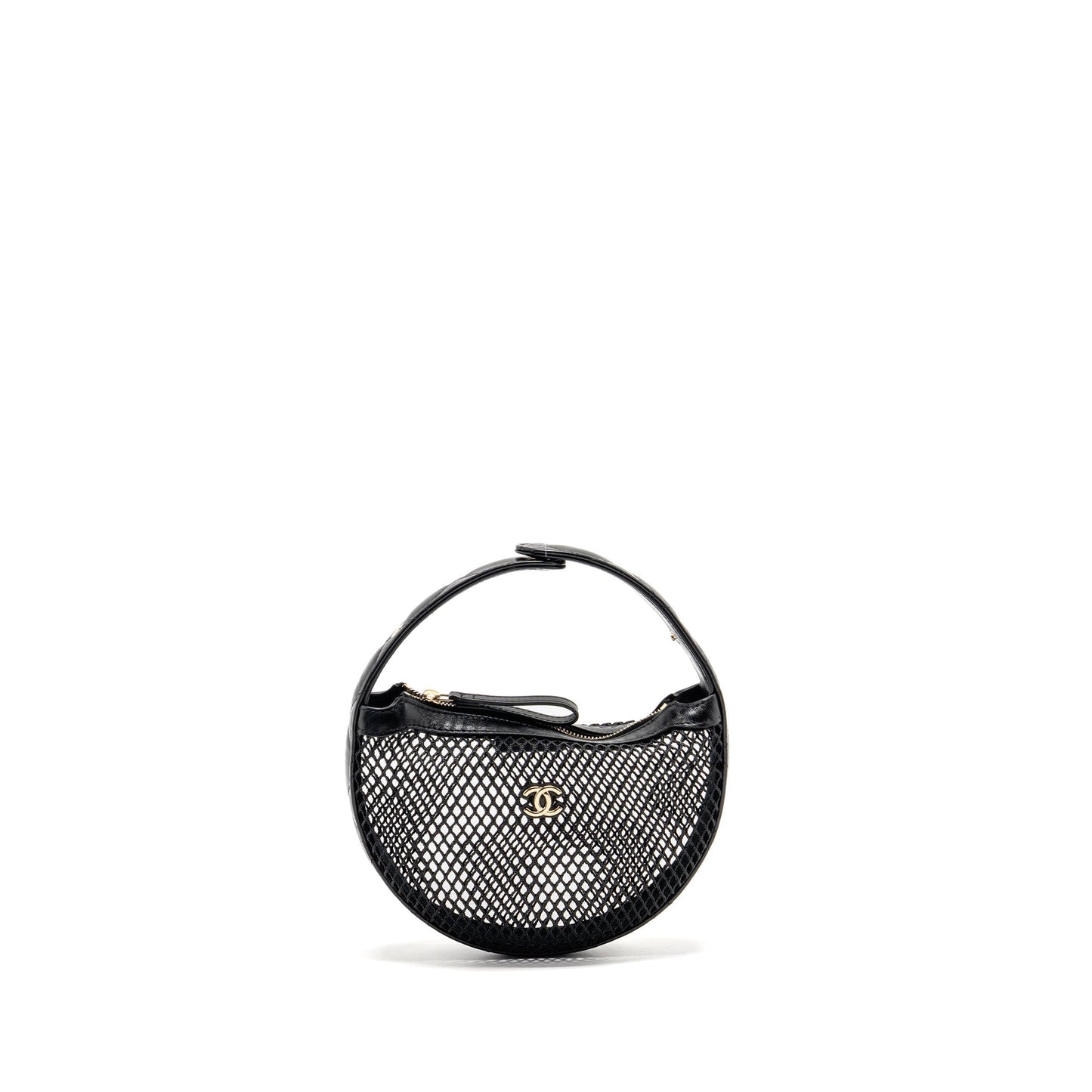 Chanel 25S half moon mesh lambskin LGHW Black Clutch Bag