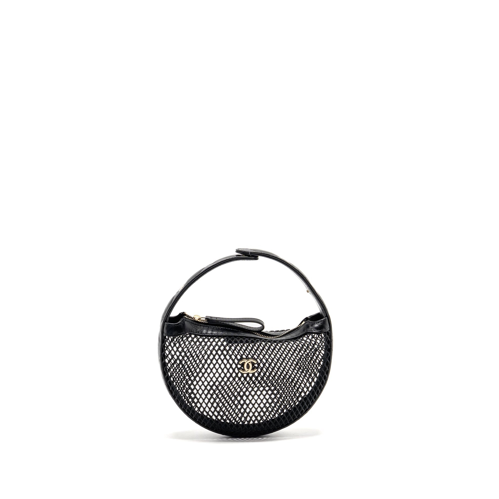 Chanel 25S half moon mesh lambskin LGHW Black Clutch Bag