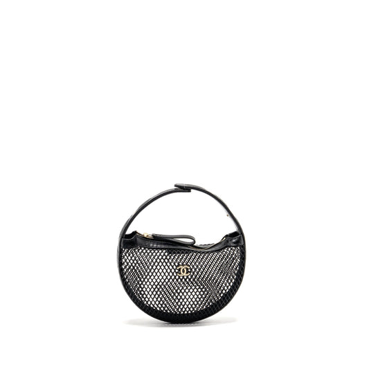 Chanel 25S half moon mesh lambskin LGHW Black Clutch Bag