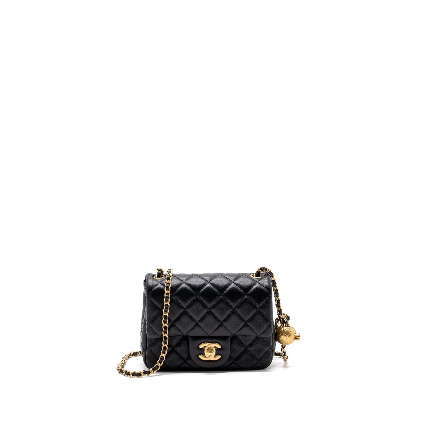 Chanel Pearl Crush Square Flap Lambskin GHW Black Shoulder Bag 7