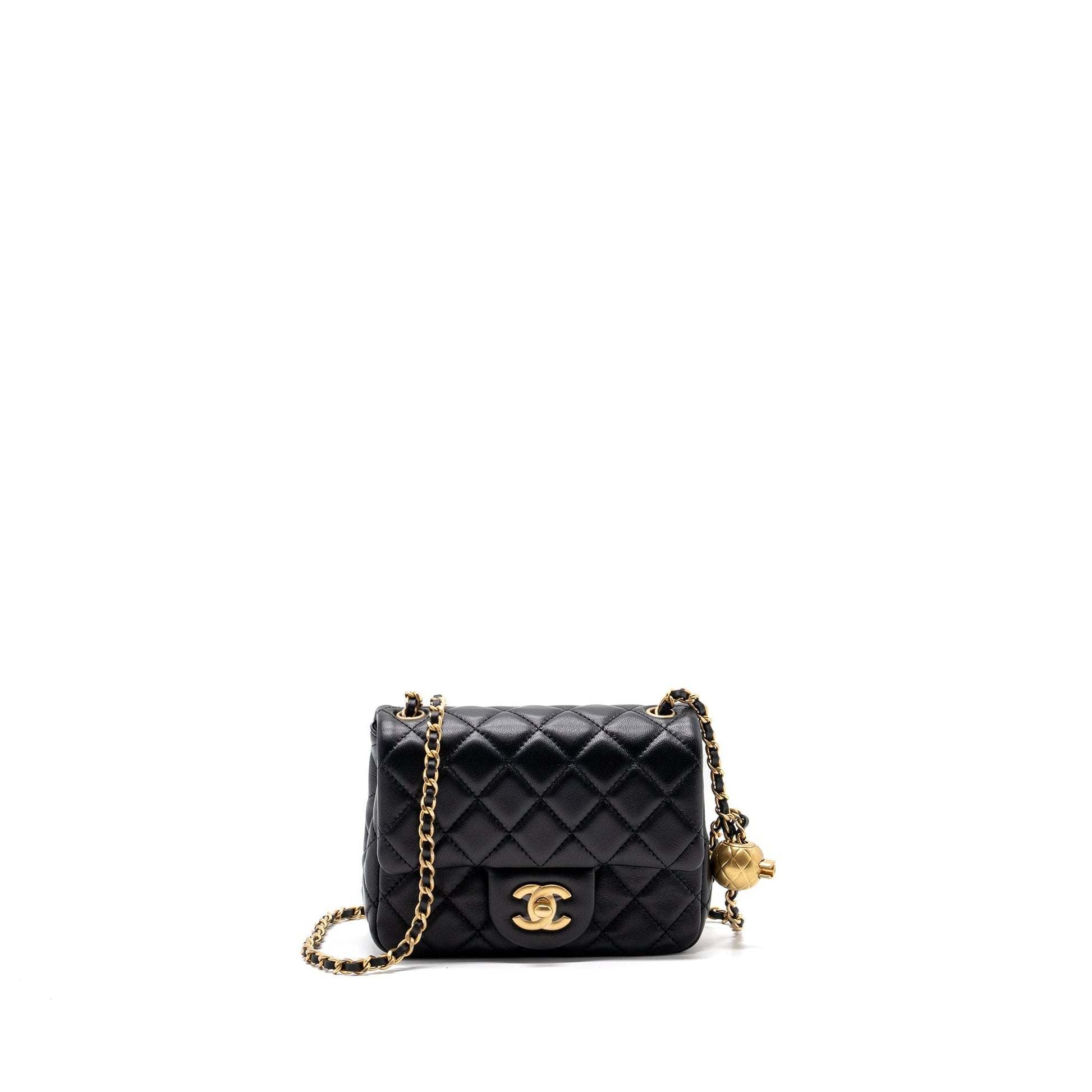Chanel Pearl Crush Square Flap Lambskin GHW Black Shoulder Bag 7