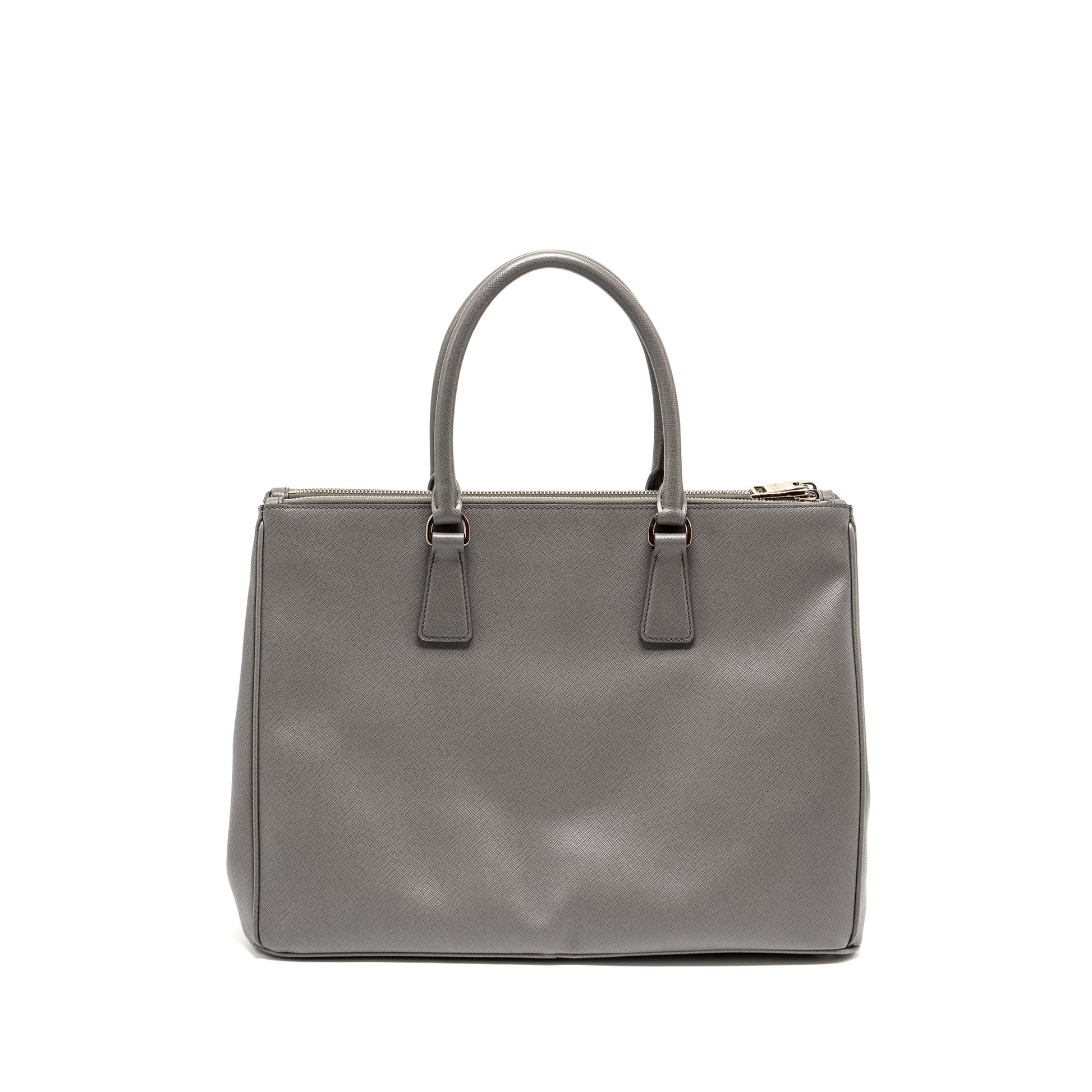 Prada Galleria Saffiano Tote Purse Calfskin Grey Handbag Tote Bag