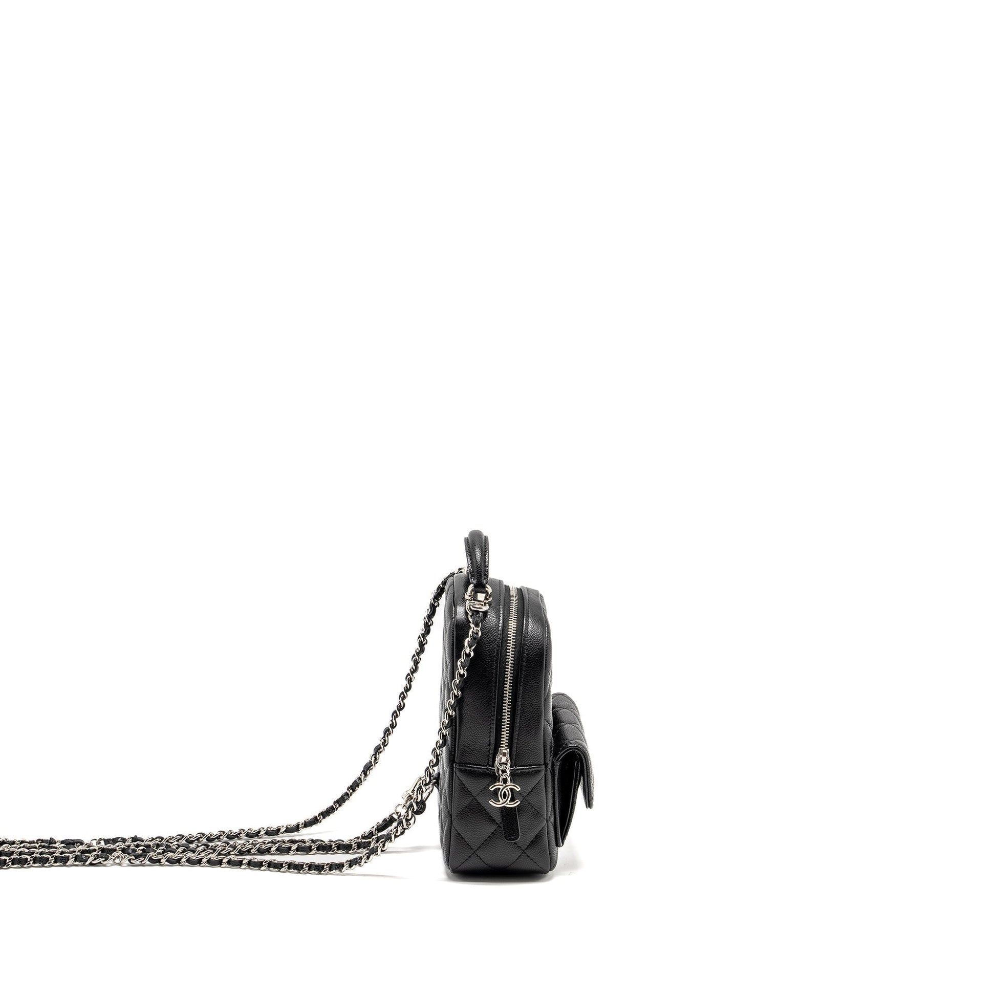 Chanel 24P Backpack Caviar SHW Microchip Black Crossbody Bag