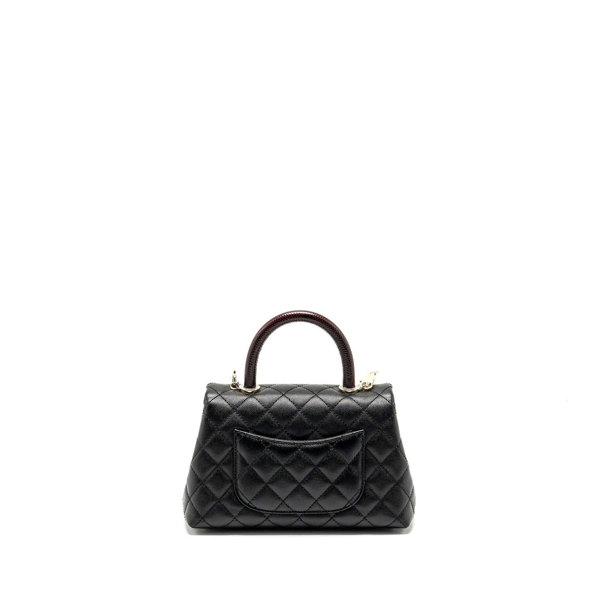 Chanel Coco Handle Lizard Embossed Handle Caviar Black Small Handbag