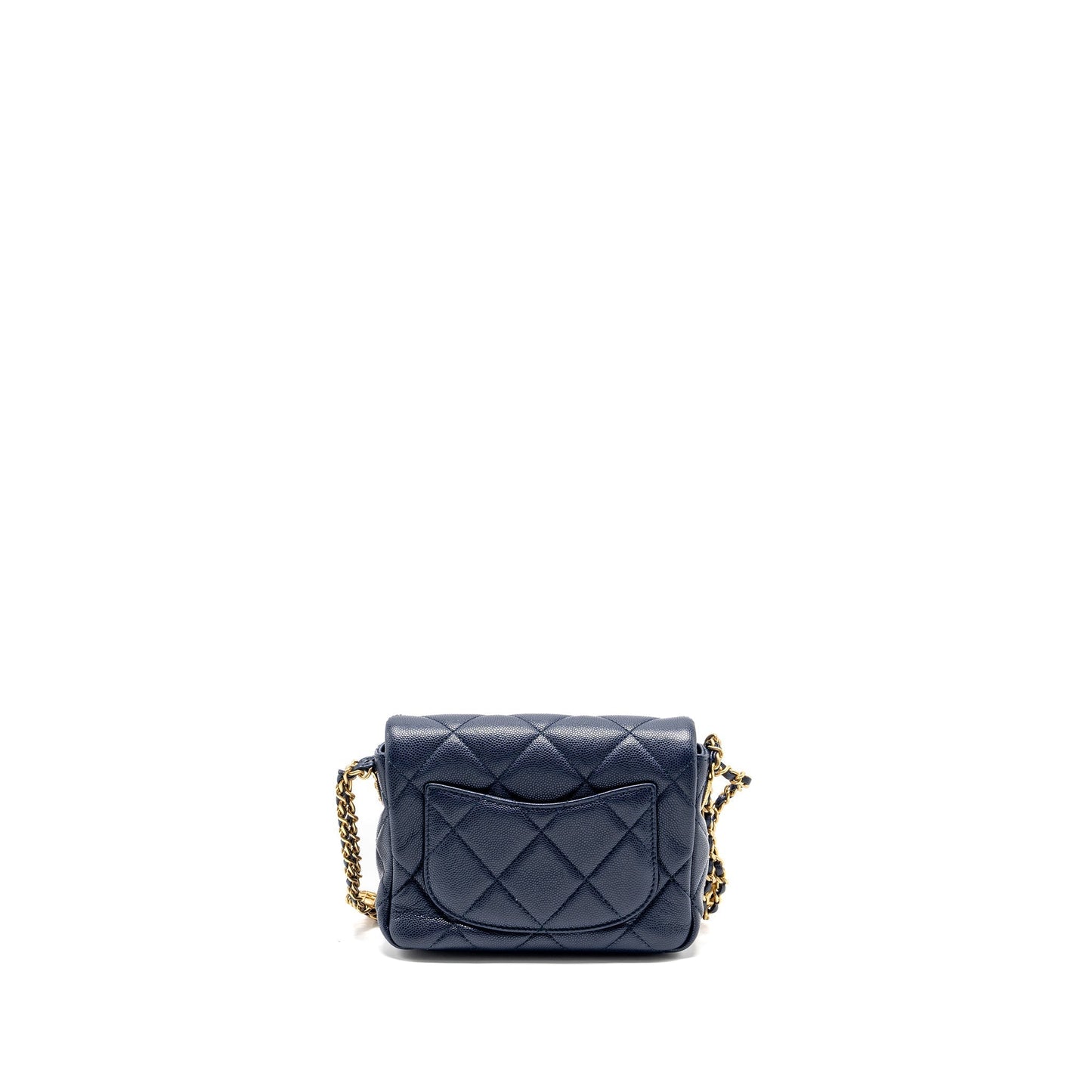 Chanel 22A Button On Square Flap Caviar Shoulder Bag