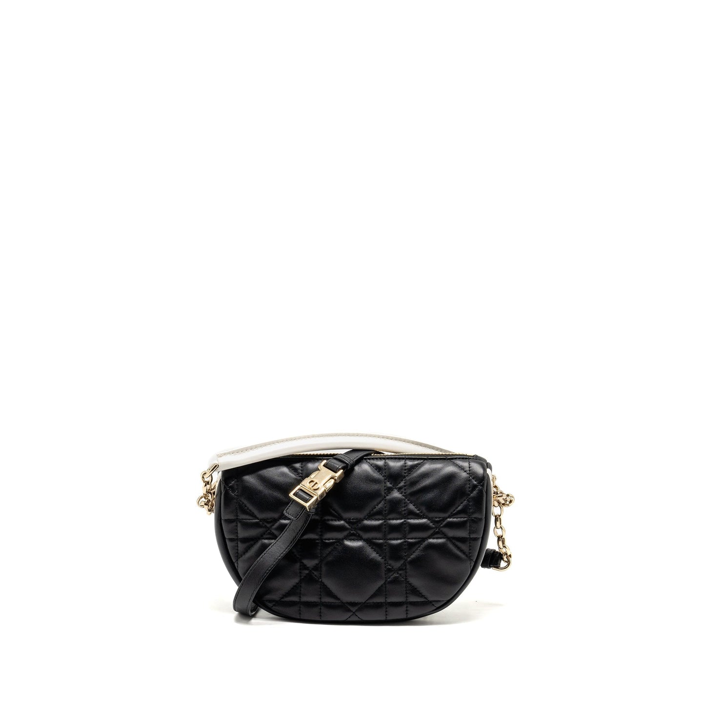 Dior Vibe Hobo Purse Cannage Lambskin Handbag Black White Travel Bag