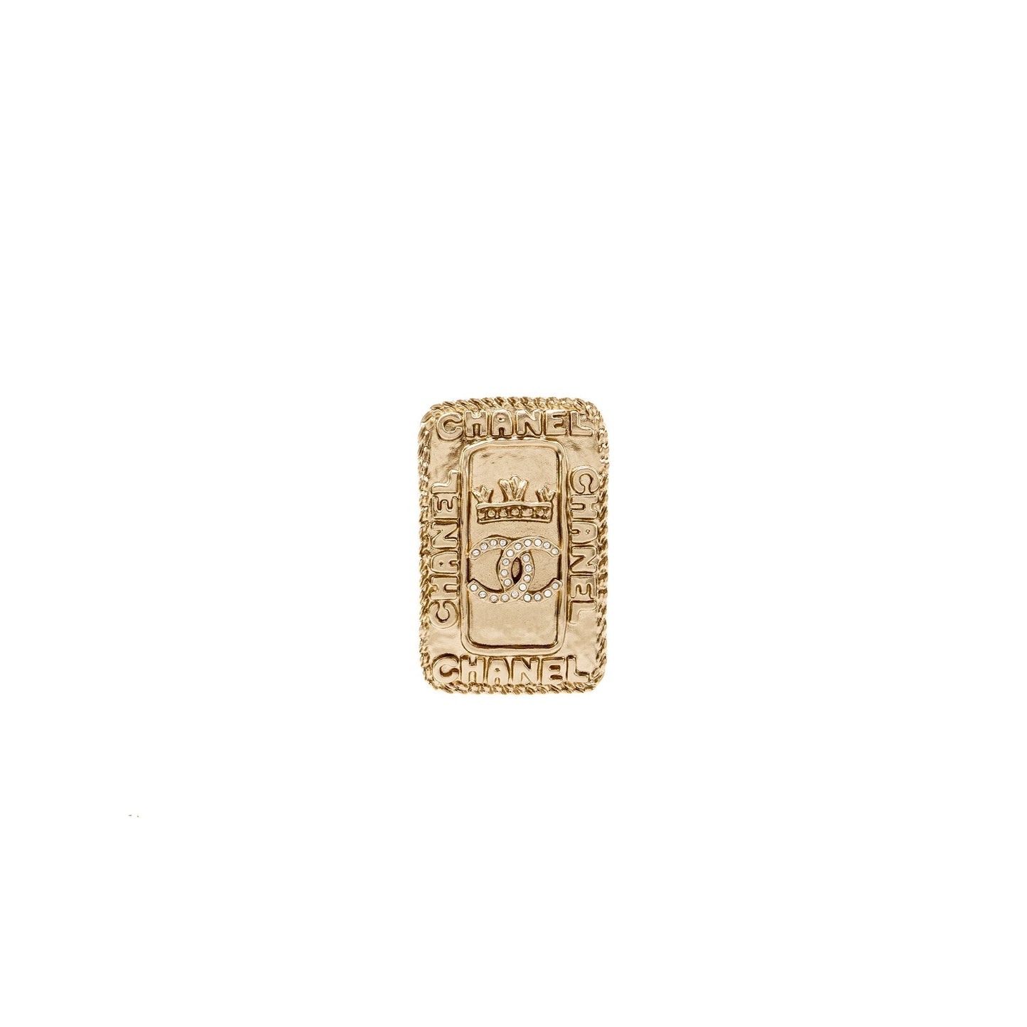 Chanel CC Logo Crown Brooch Crystal LGHW Handbag