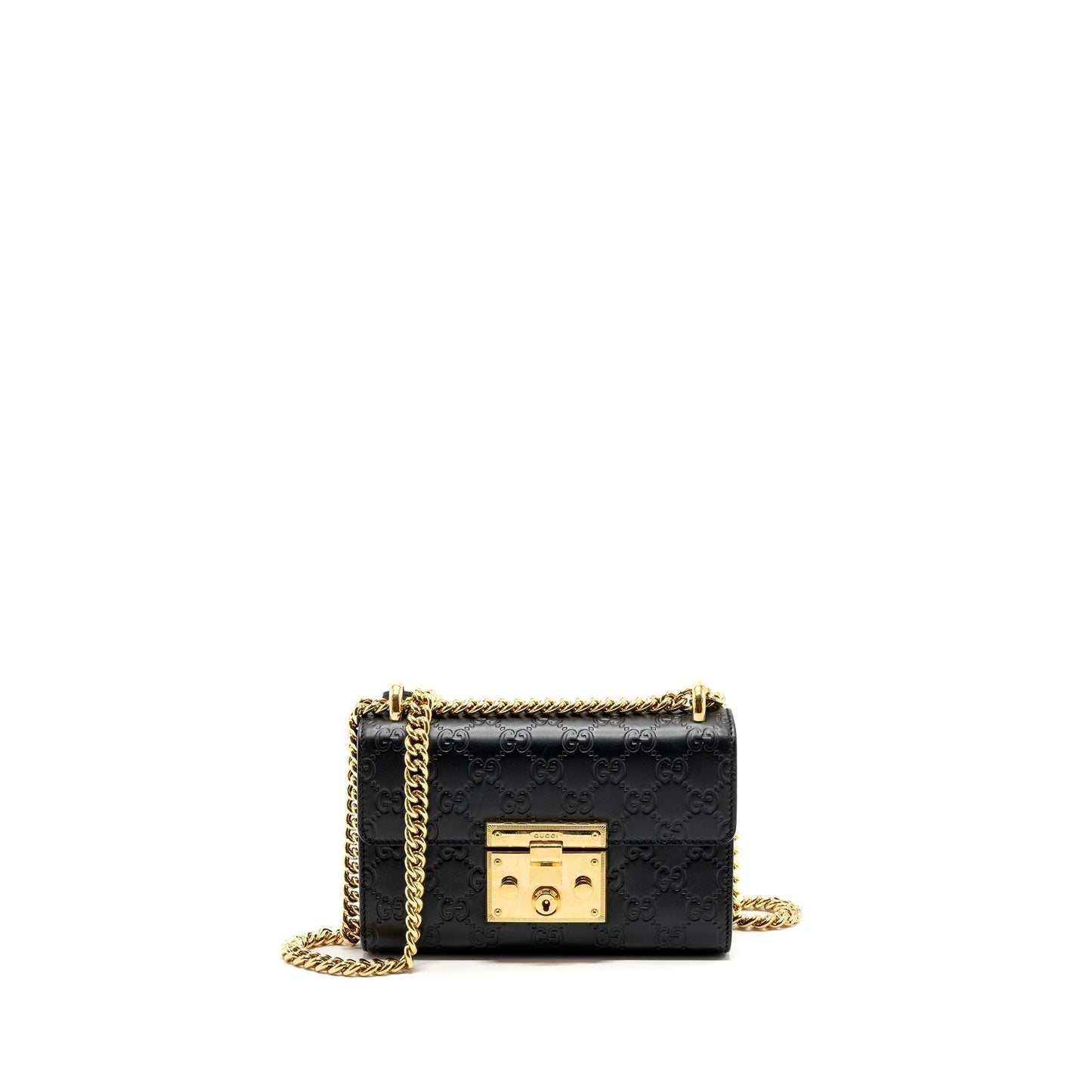 Gucci Padlock Bag Calfskin Black Chain Travel Bag