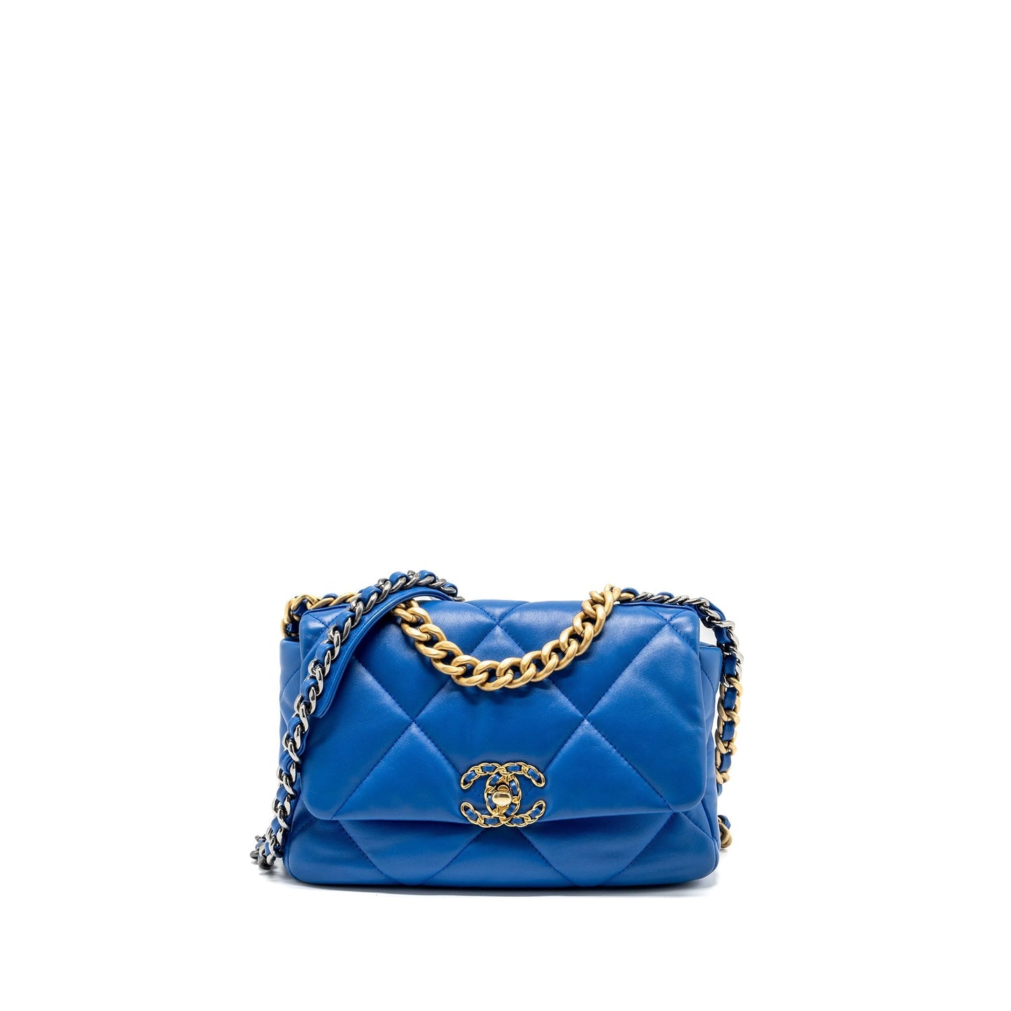 Chanel 19 Lambskin Hardware Microchip Multicolour Blue Small Handbag