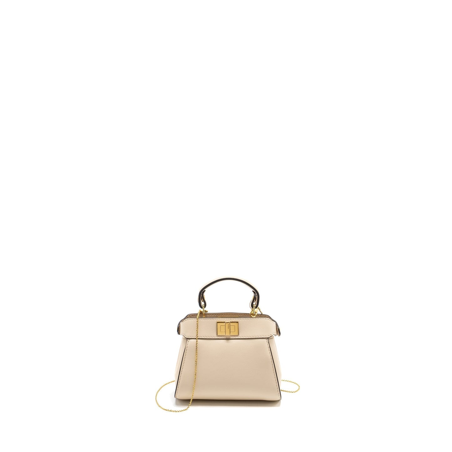 Fendi Nano Peekaboo Handbag Lambskin White Travel Bag