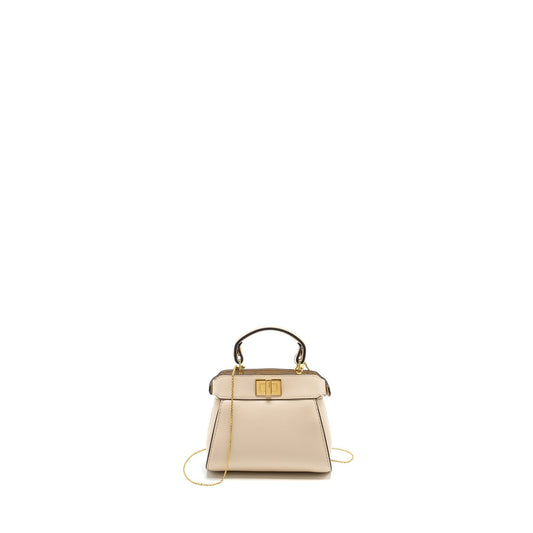 Fendi Nano Peekaboo Handbag Lambskin White Travel Bag