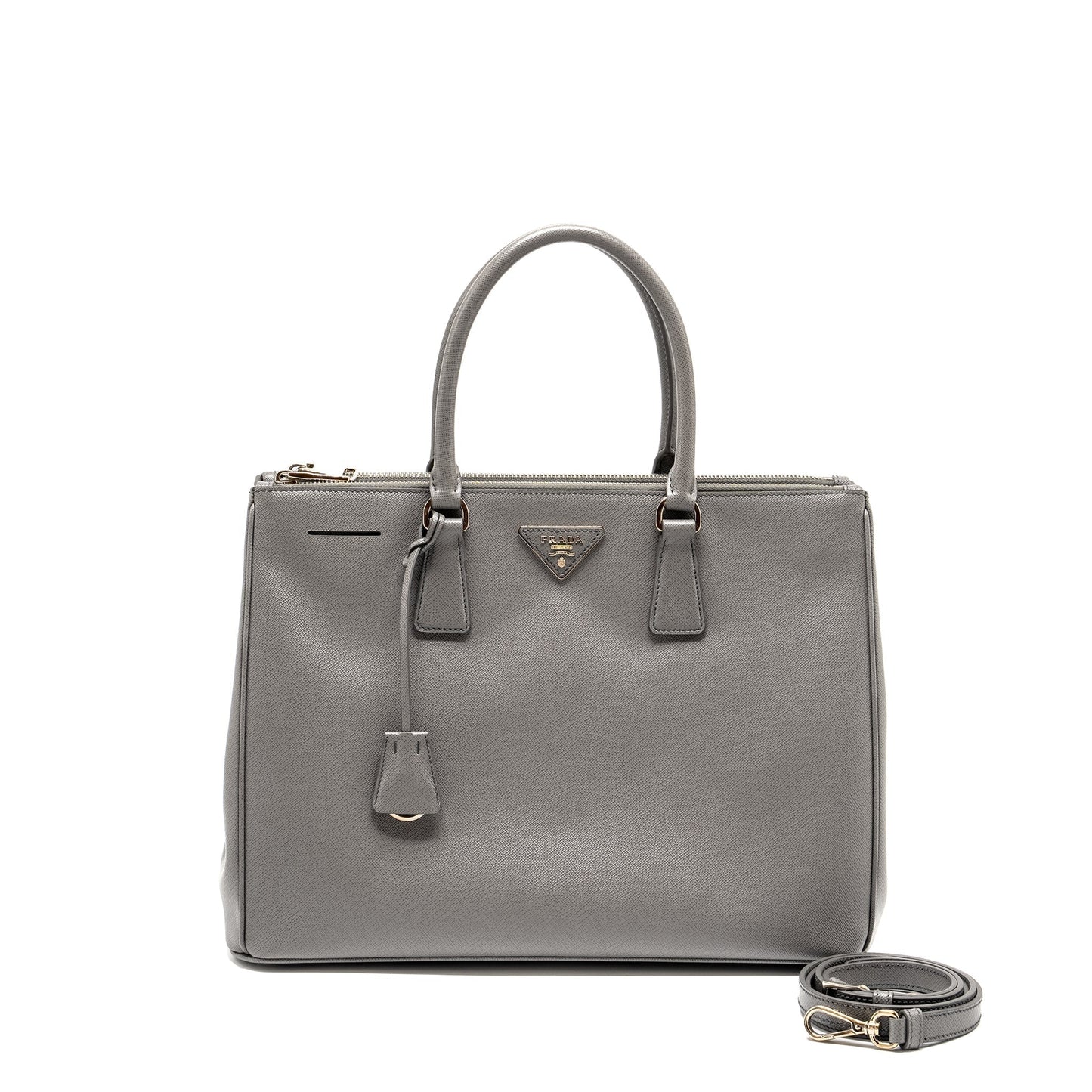 Prada Galleria Saffiano Tote Purse Calfskin Grey Handbag Tote Bag