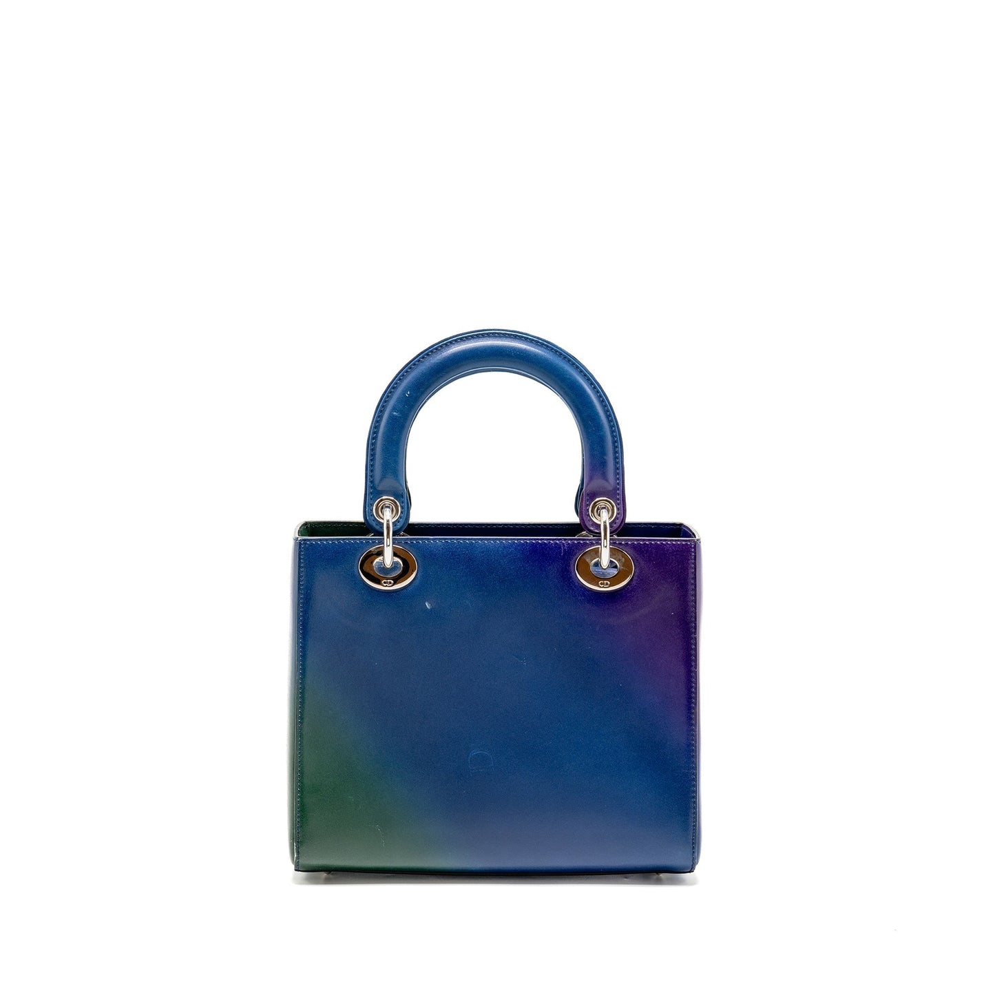 Dior Lady Box Calfskin Gradient Purple Handbag Blue Green Travel Bag