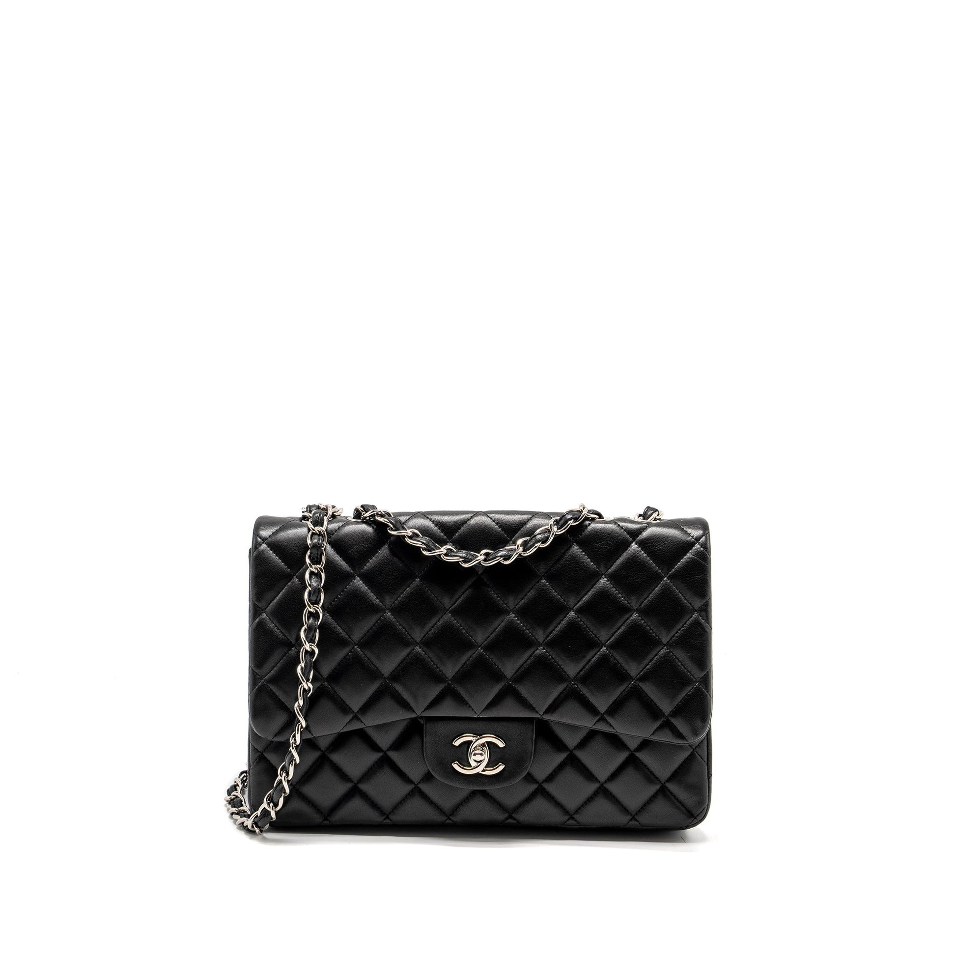 Chanel Jumbo Classic single Flap Lambskin SHW Black Shoulder Bag